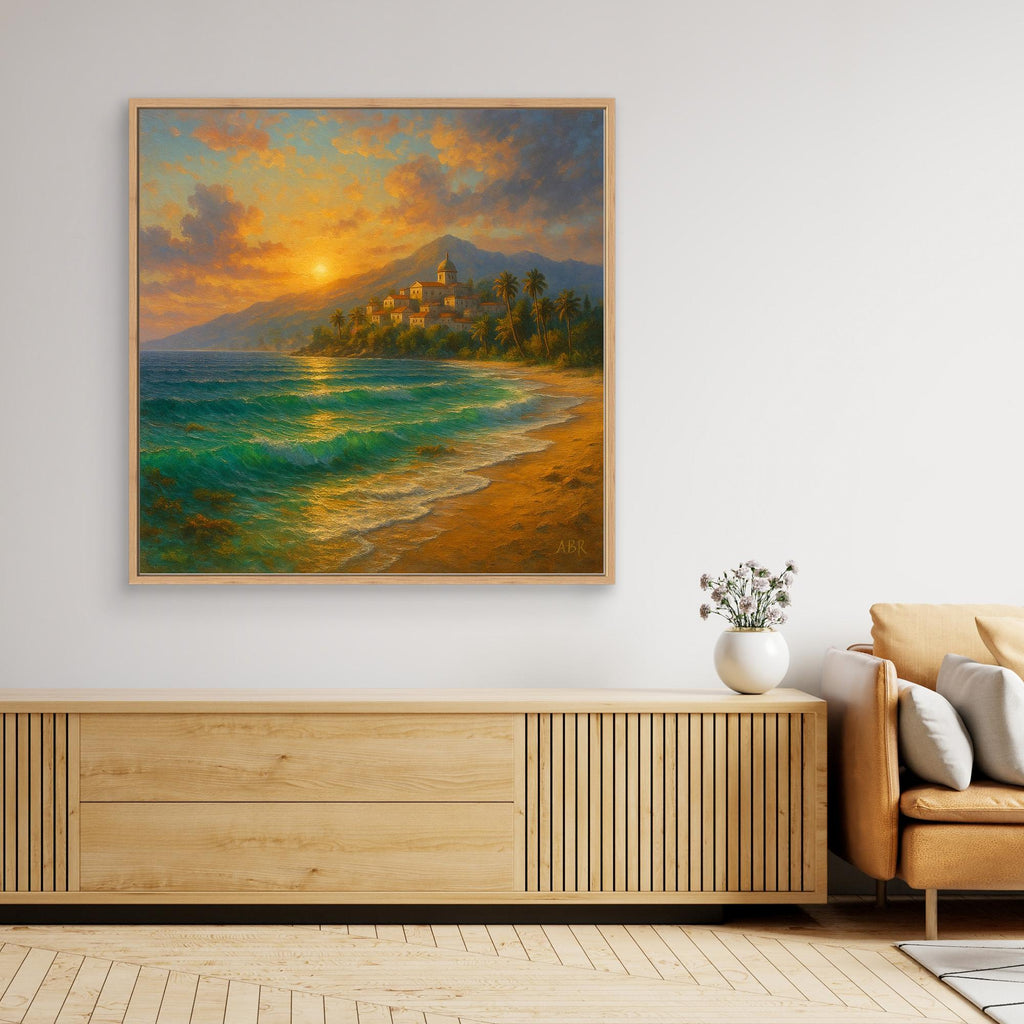 Mediterranean Sunset Coastal Canvas Print