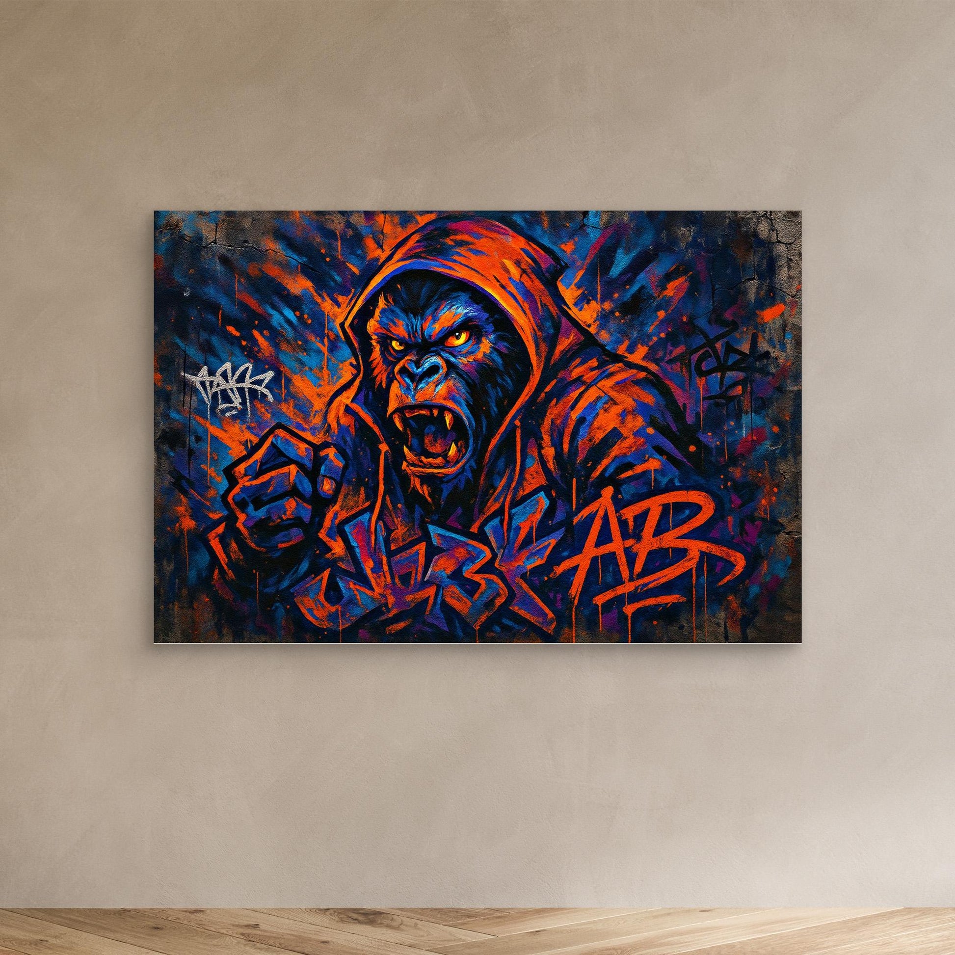 Angry Gorilla Graffiti Canvas Wall Art