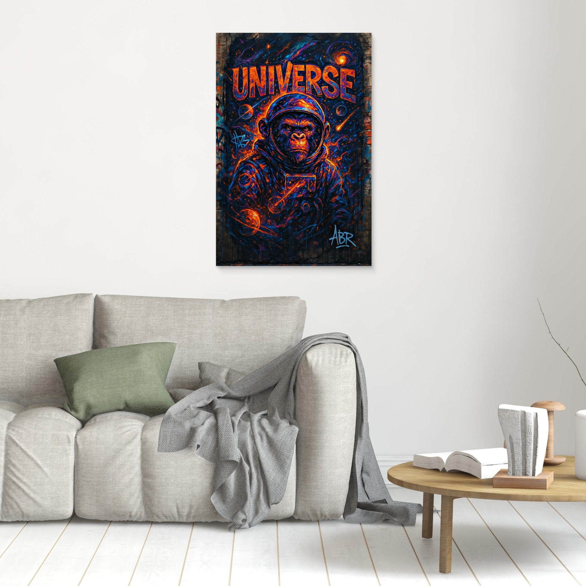Space Gorilla Canvas Wall Art – Graffiti Style Universe Print
