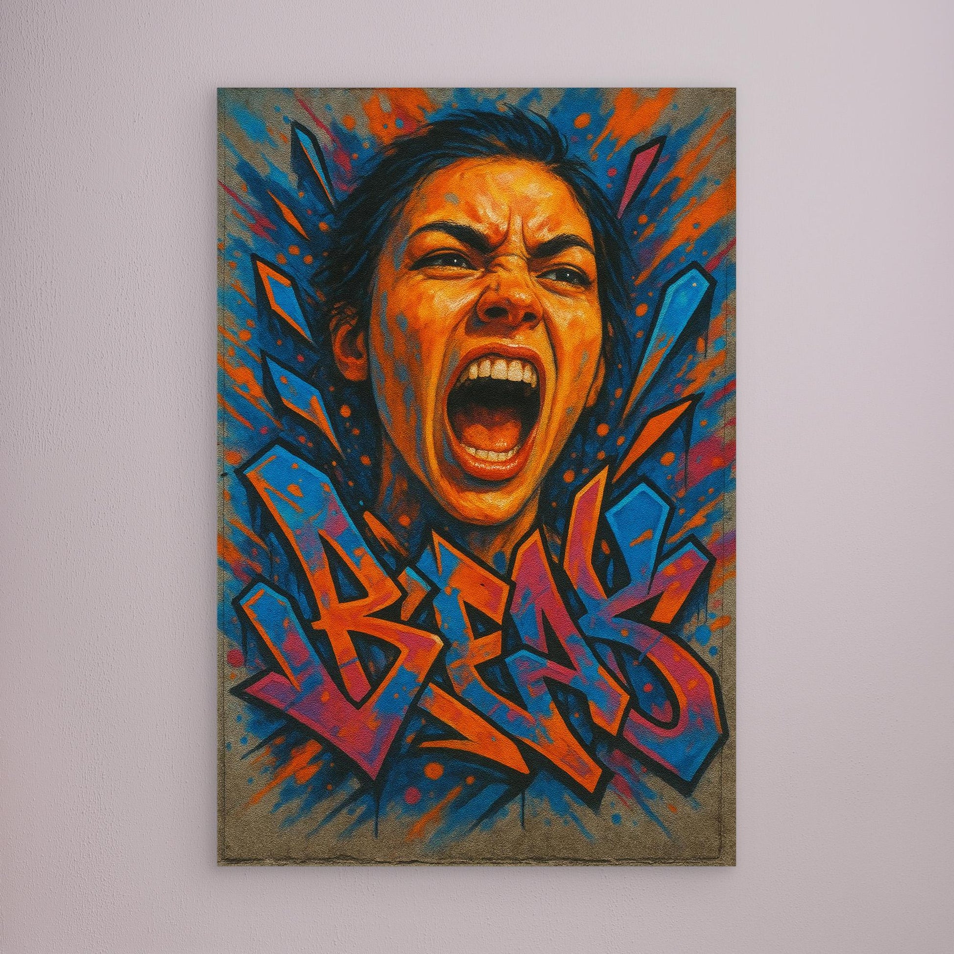Graffiti Scream Portrait Canvas Wall Art – Bold Urban Style