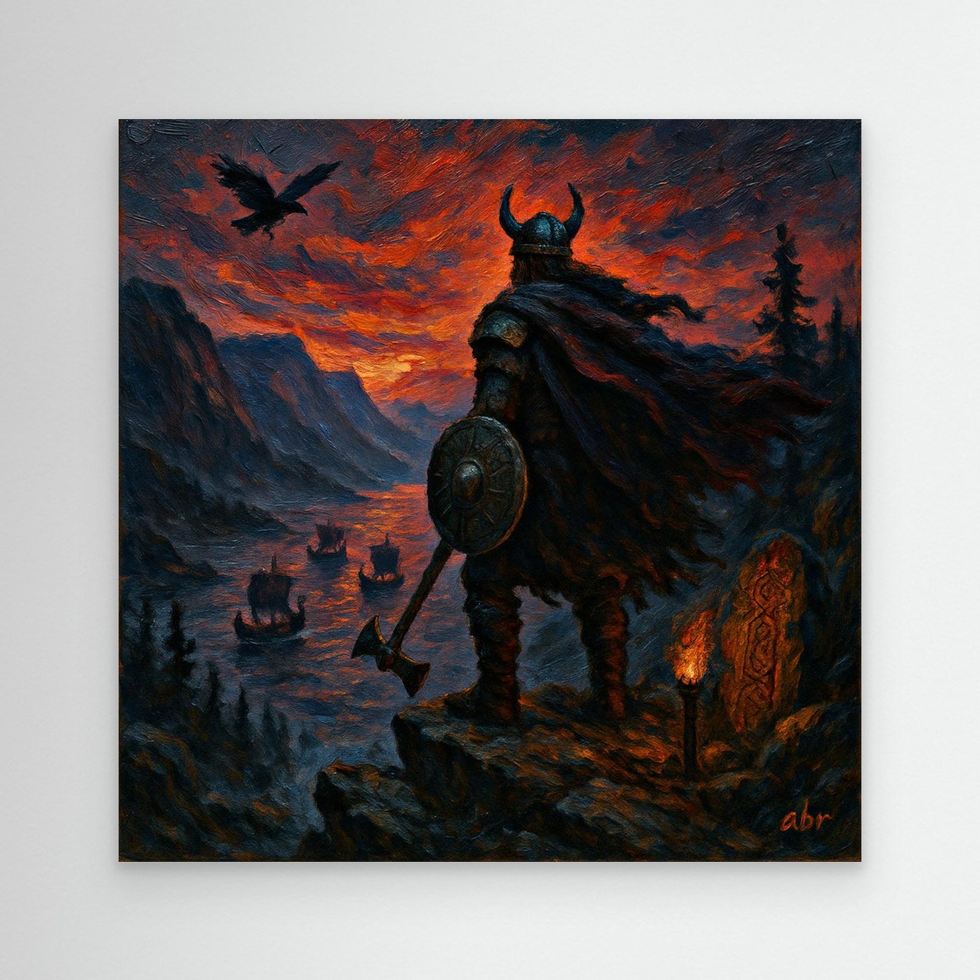 Viking Warrior at Sunset – Canvas Wall Art