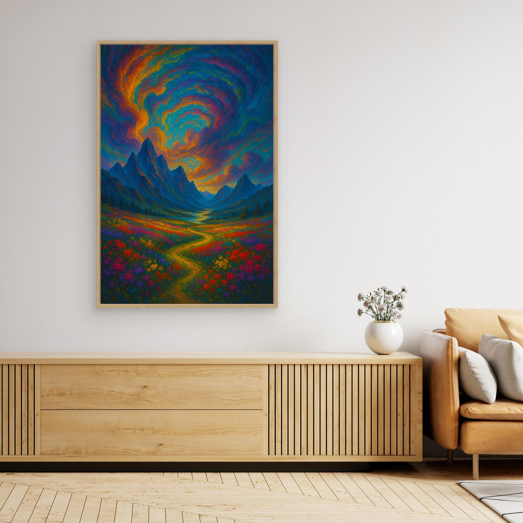 Colorful Fantasy Landscape Canvas Wall Art – Surreal Nature Print