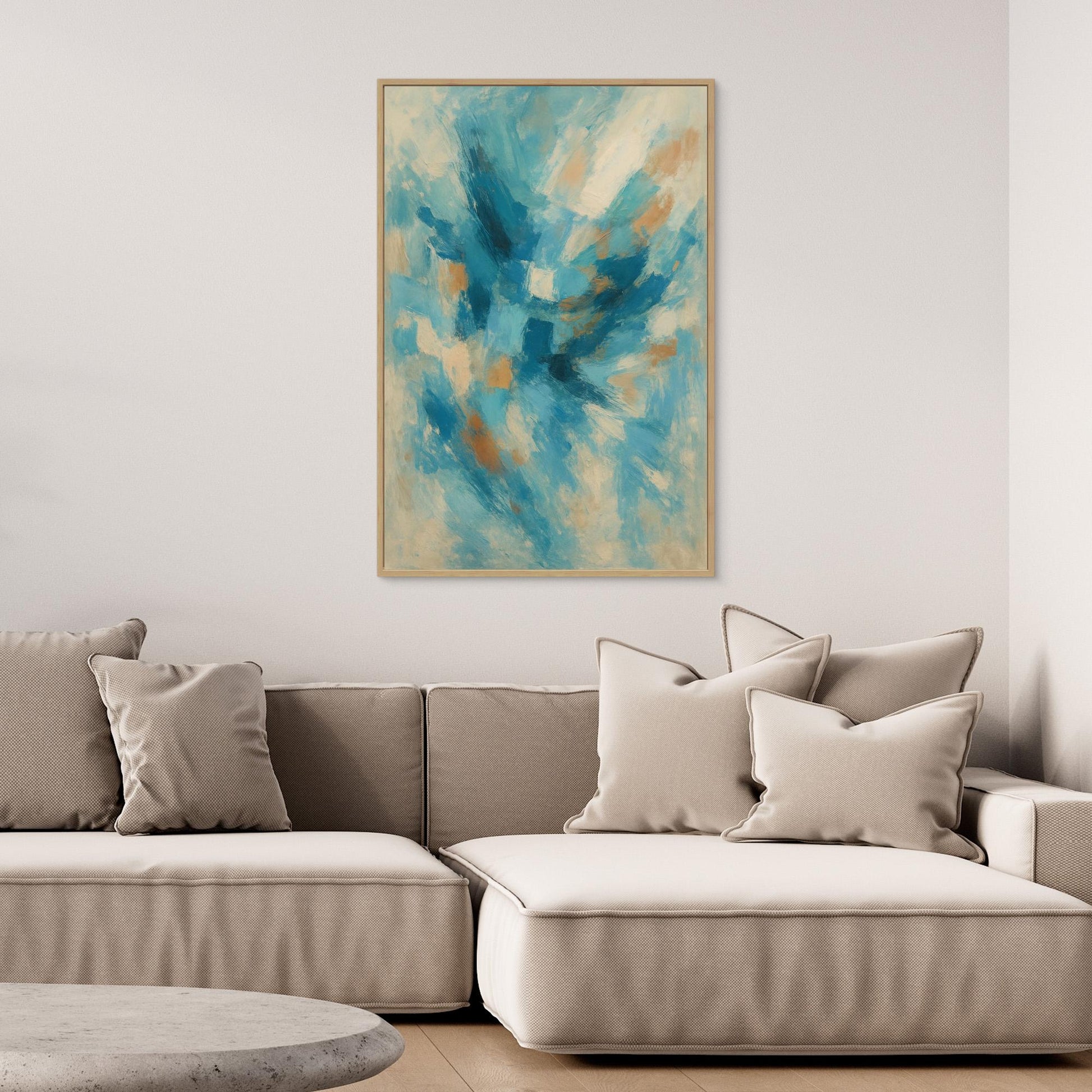 Blue Whisper – Abstract Canvas Wall Art in Oceanic Hues | Modern Splash of Color for Interior Decor