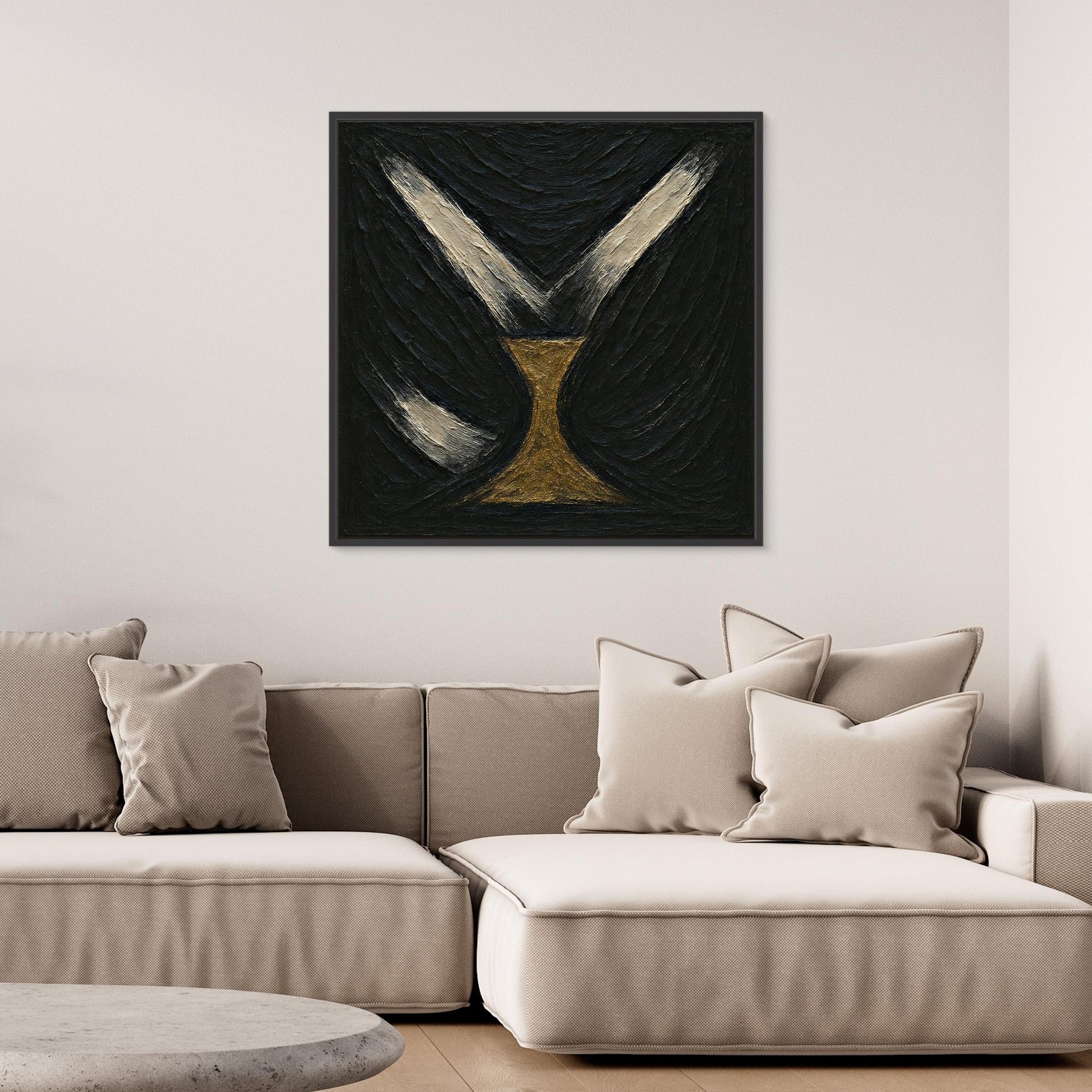 Golden Abstract Hourglass Canvas Wall Art