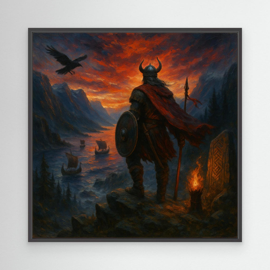 Viking Warrior at Sunset Canvas Print