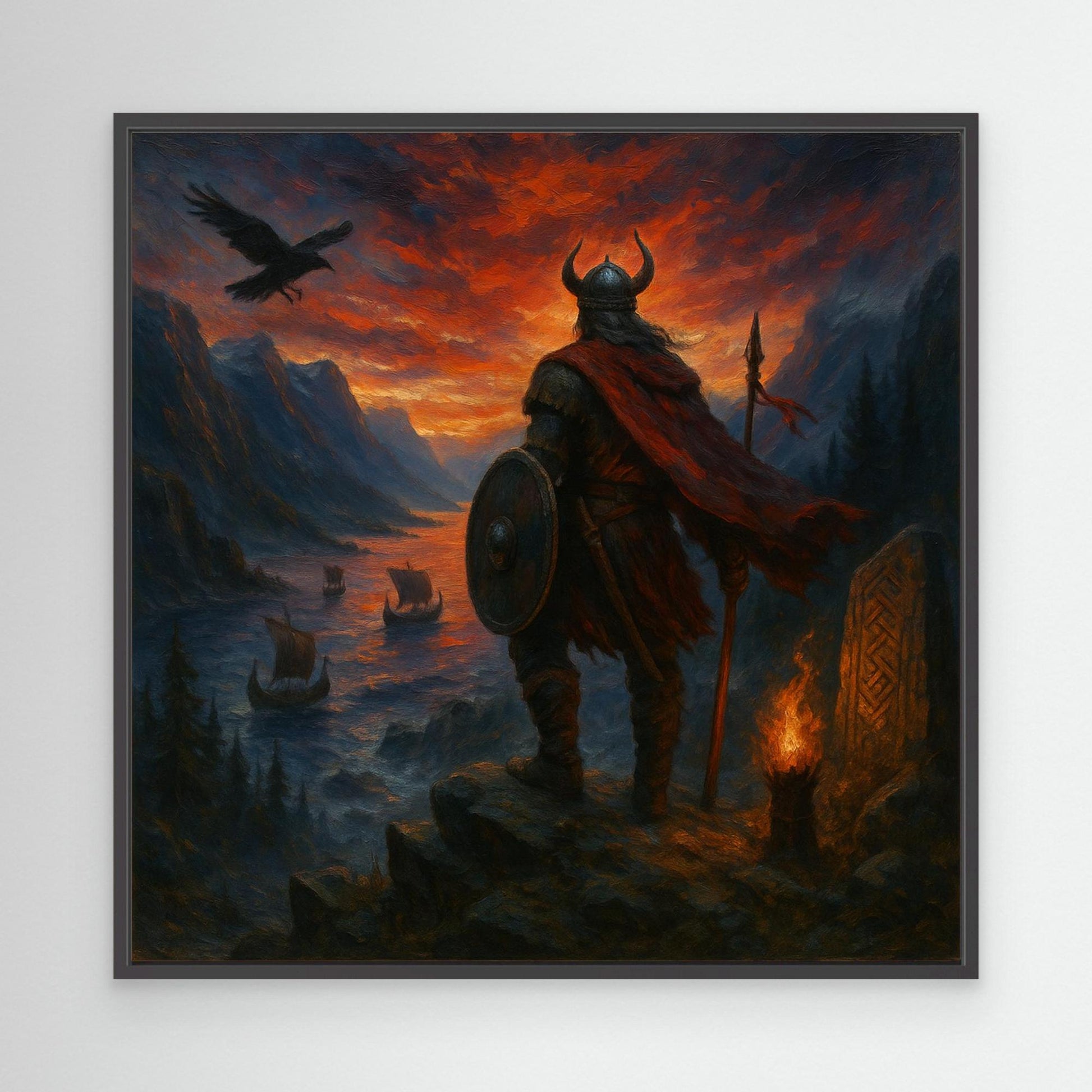 Viking Warrior at Sunset Canvas Print
