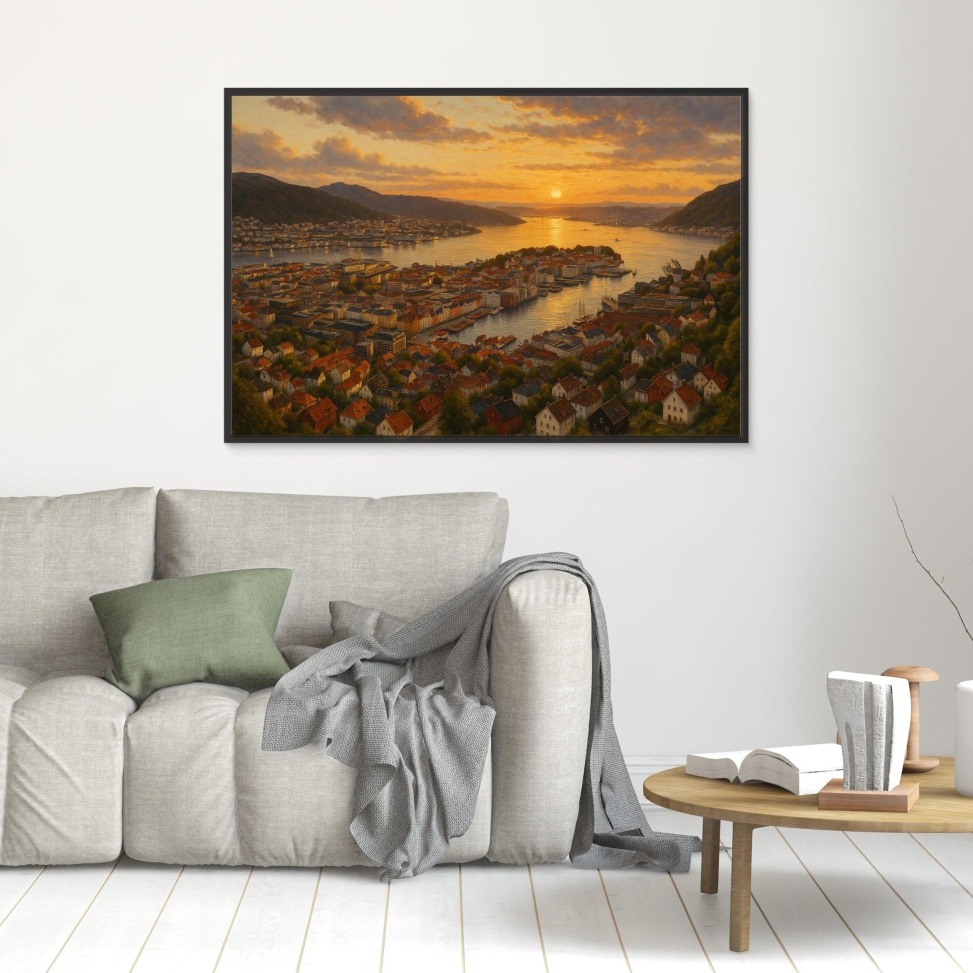 Bergen Fjord Sunset Canvas Wall Art