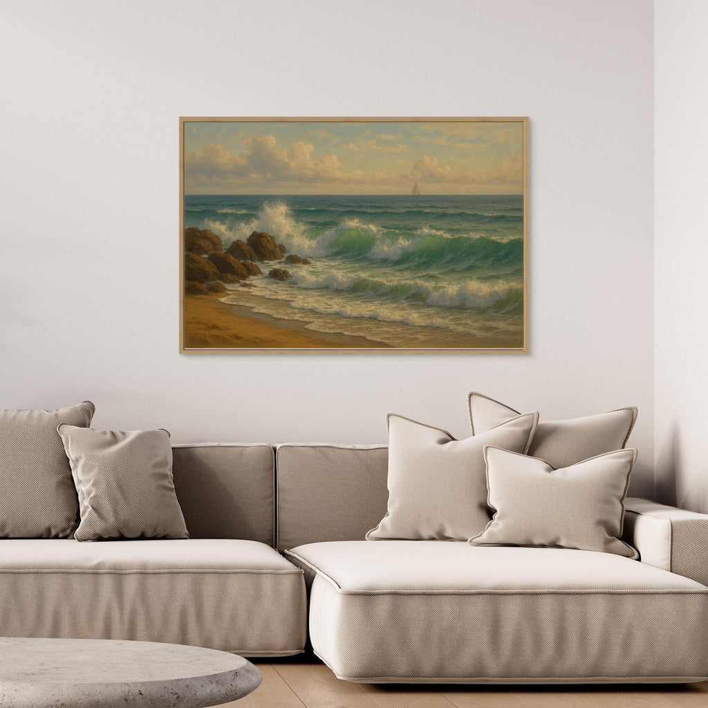 Ocean Serenity – Coastal Waves Canvas Wall Art” | Tranquil Seascape Print
