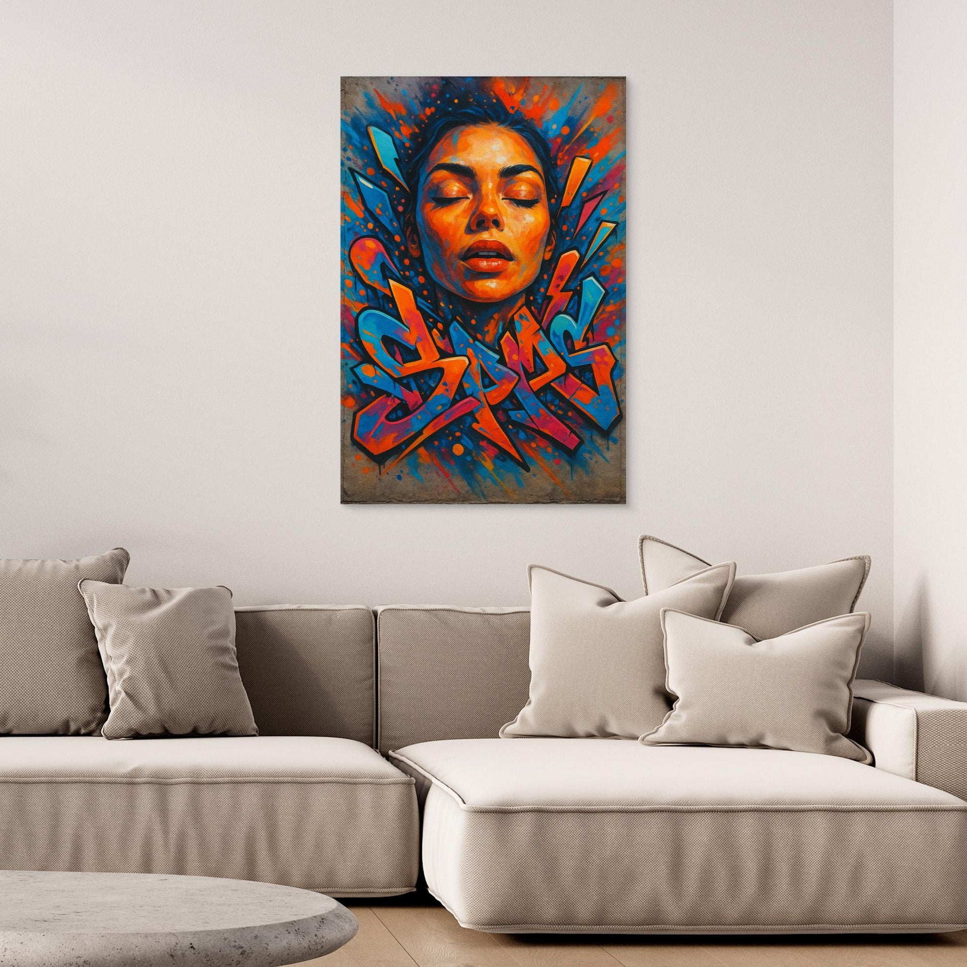 Urban Graffiti Portrait – Colorful Canvas Wall Art