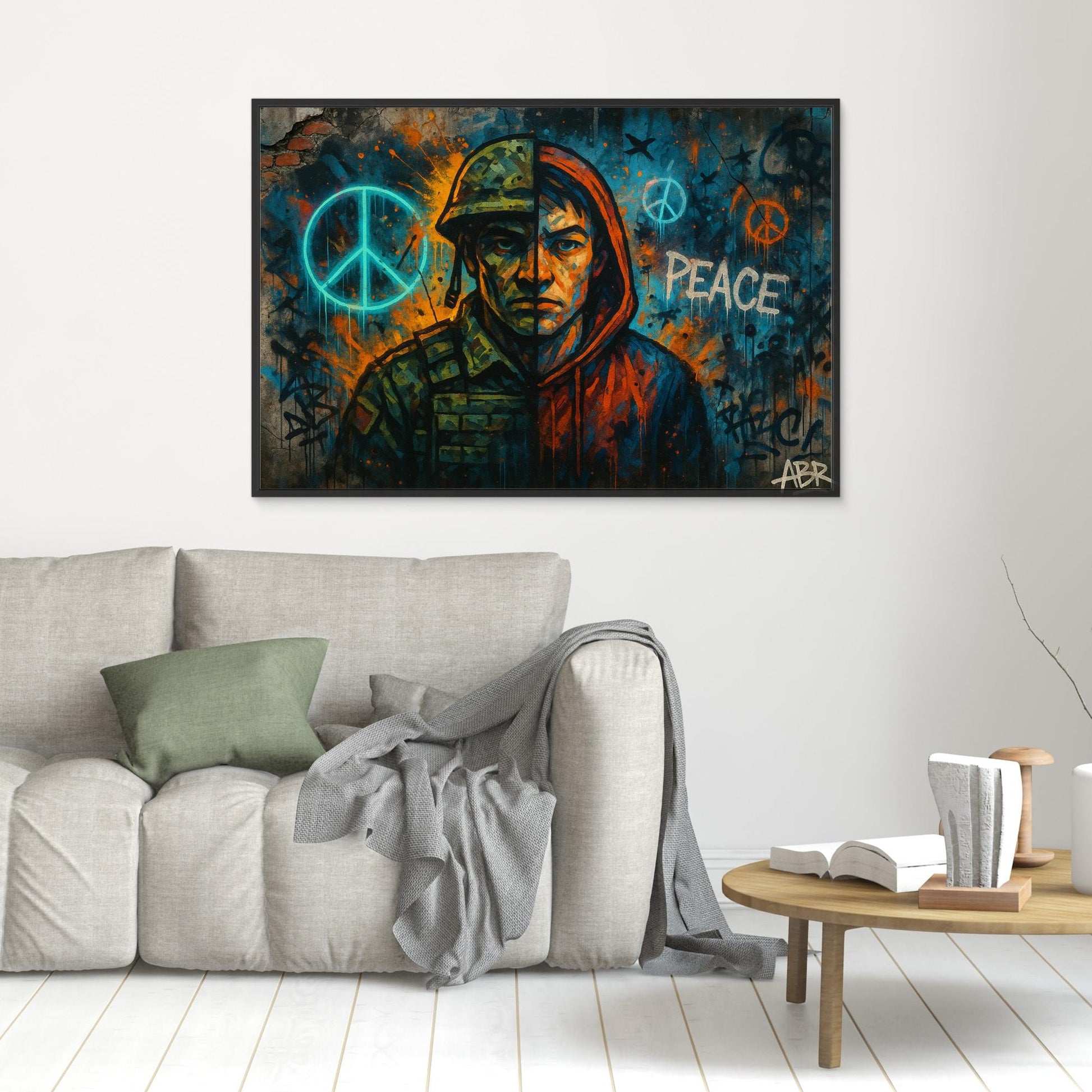 Peace and War Street Art Canvas – Urban Graffiti Wall Print