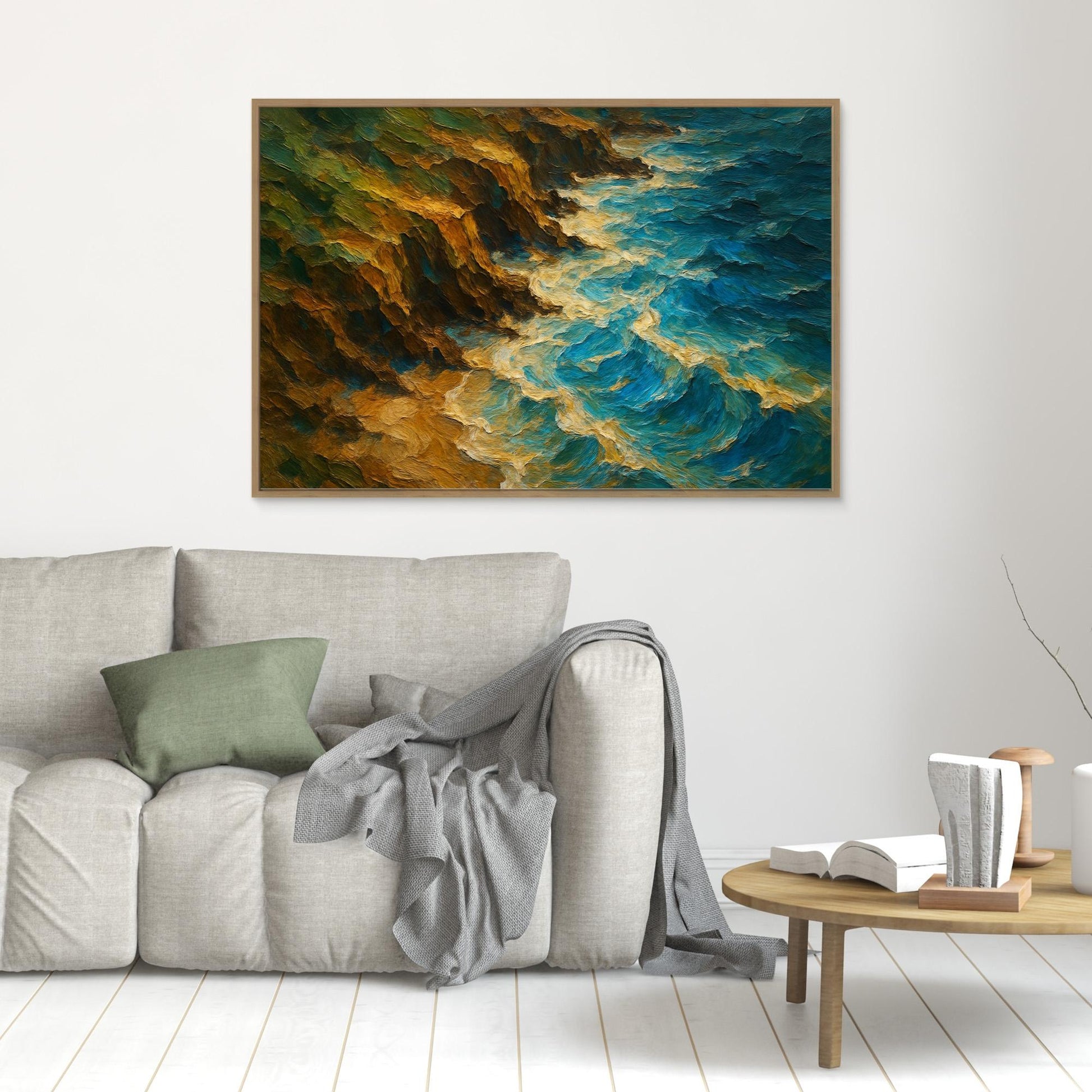 Ocean Cliff Canvas Wall Art – Abstract Coastal Print