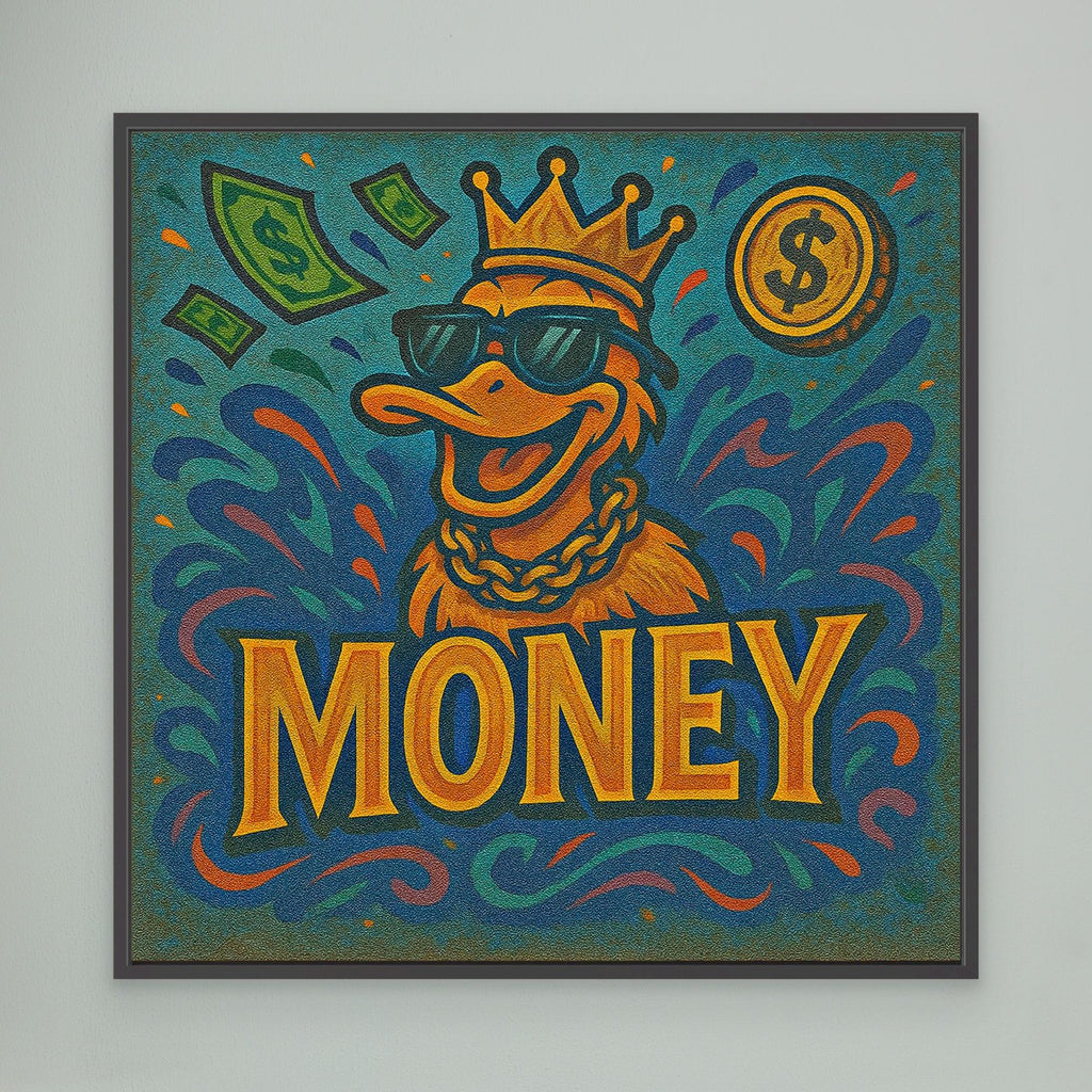 Rich Duck Vibes – Graffiti Style Money Art Print on Canvas | Hip-Hop Street Art Wall Decor