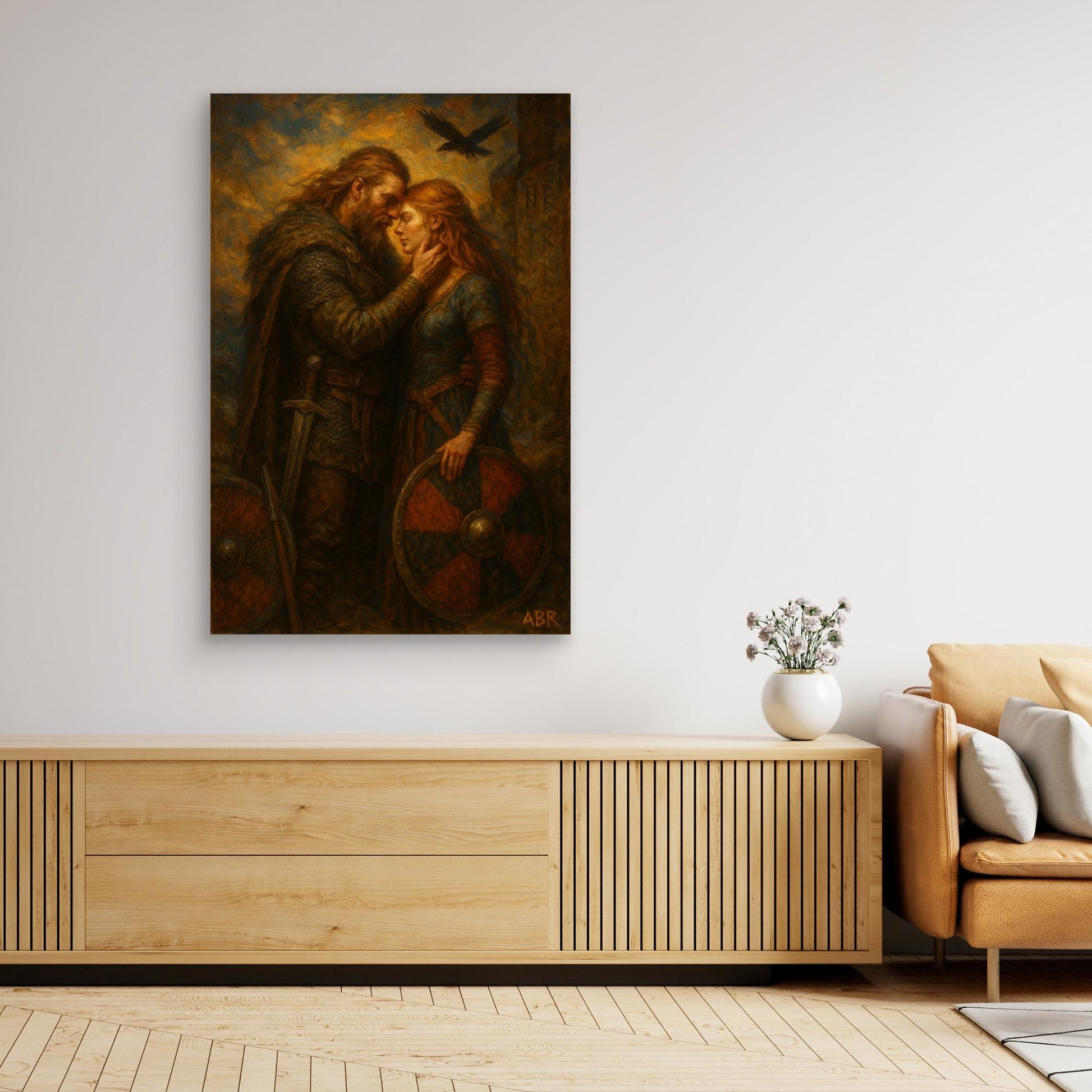 Viking Warrior Couple Canvas Wall Art