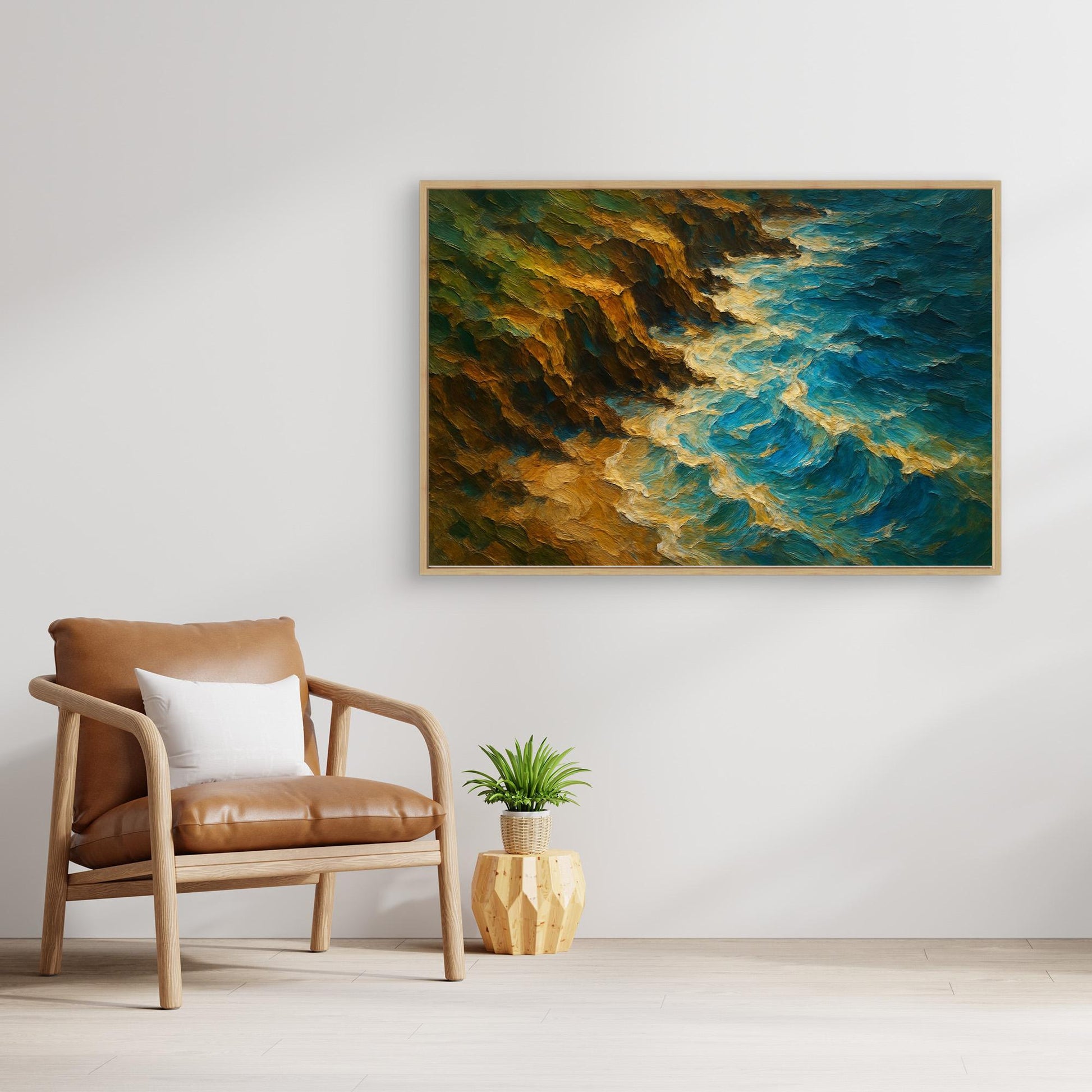 Ocean Cliff Canvas Wall Art – Abstract Coastal Print