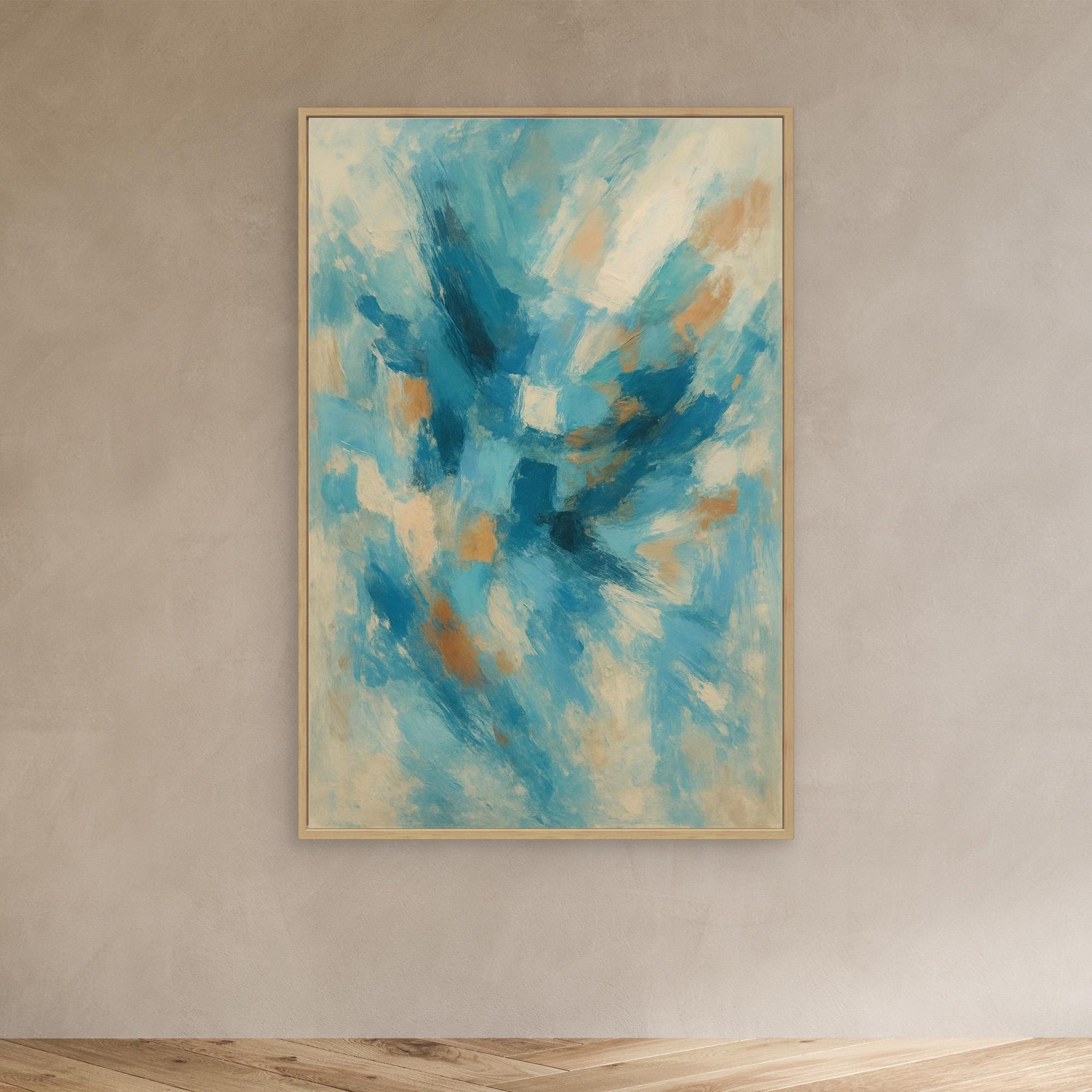 Blue Whisper – Abstract Canvas Wall Art in Oceanic Hues | Modern Splash of Color for Interior Decor
