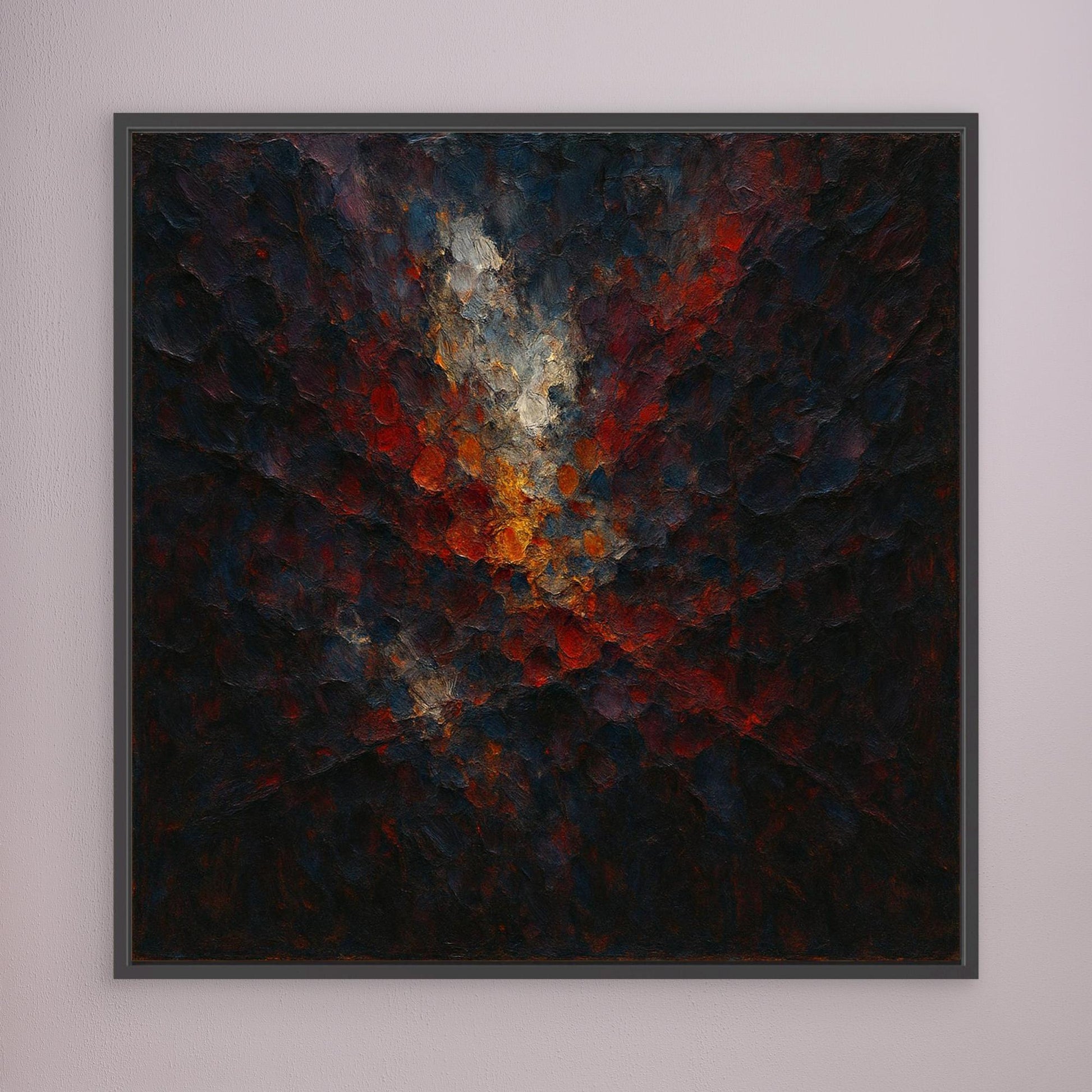 Abstract Flame Burst – Textured Canvas Wall Art in Red & Gold