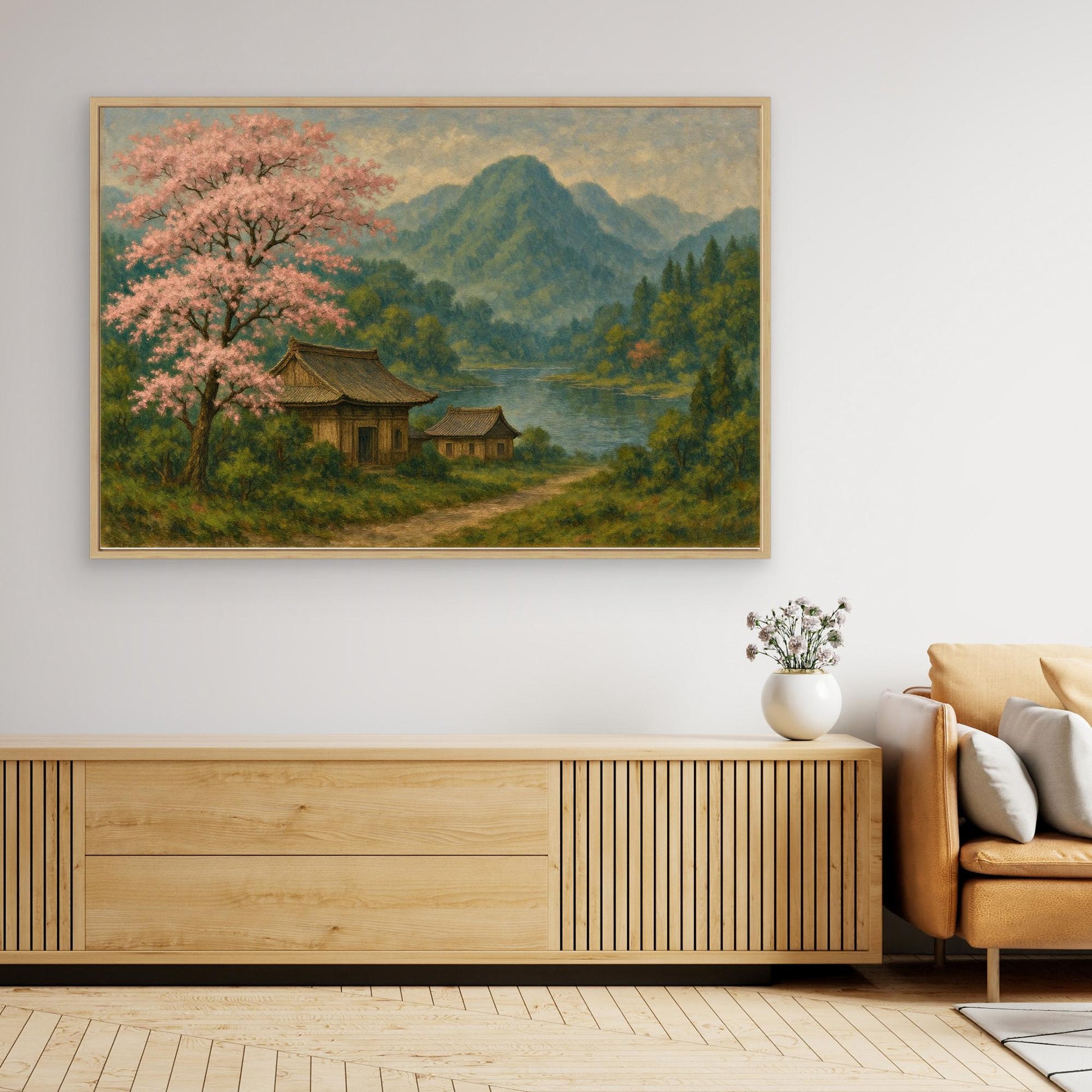 Cherry Blossom Tranquility – Japanese Nature Canvas Wall Art