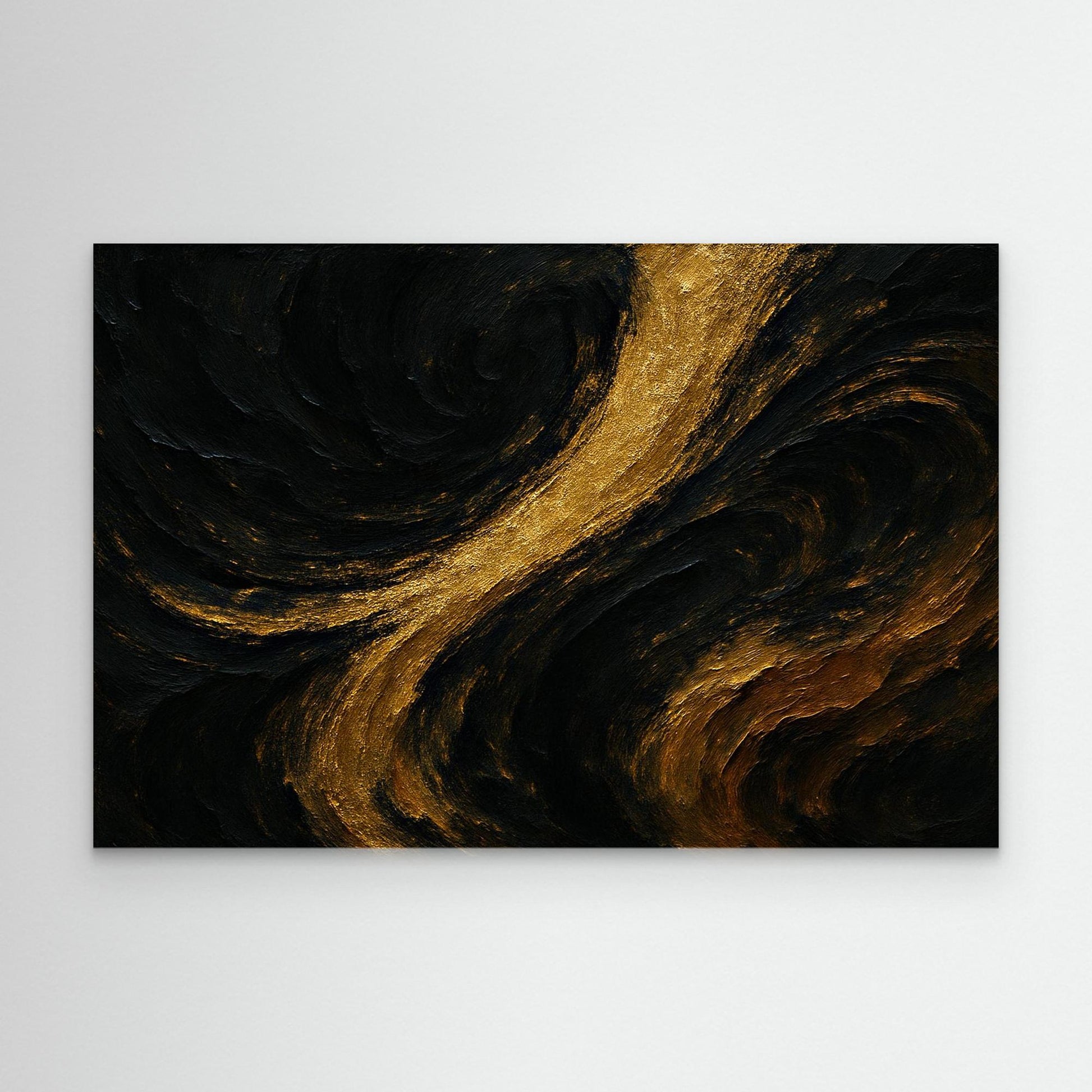 Gold and Black Abstract Canvas Wall Art – Luxury Textured Print