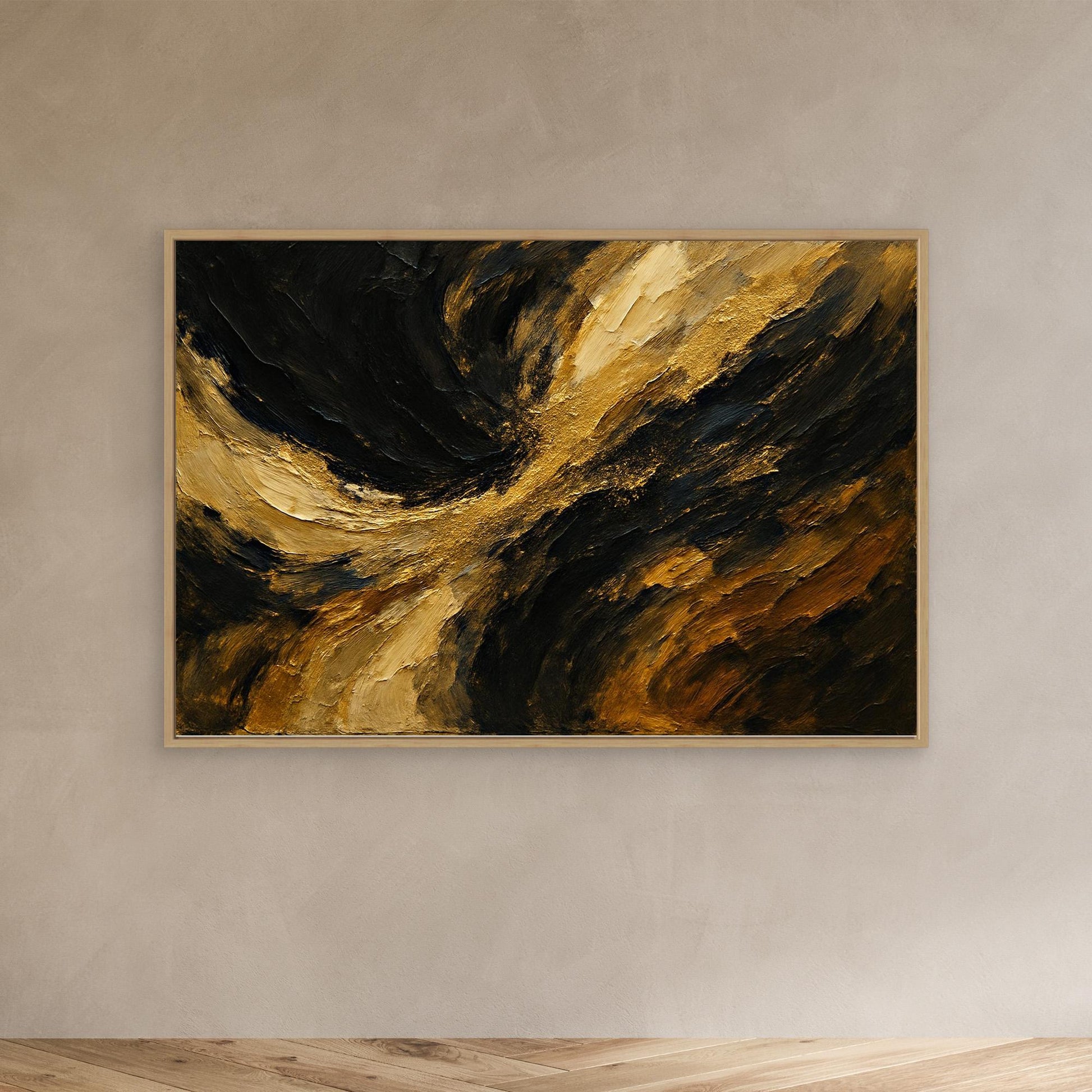 Gold and Black Abstract Canvas Wall Art