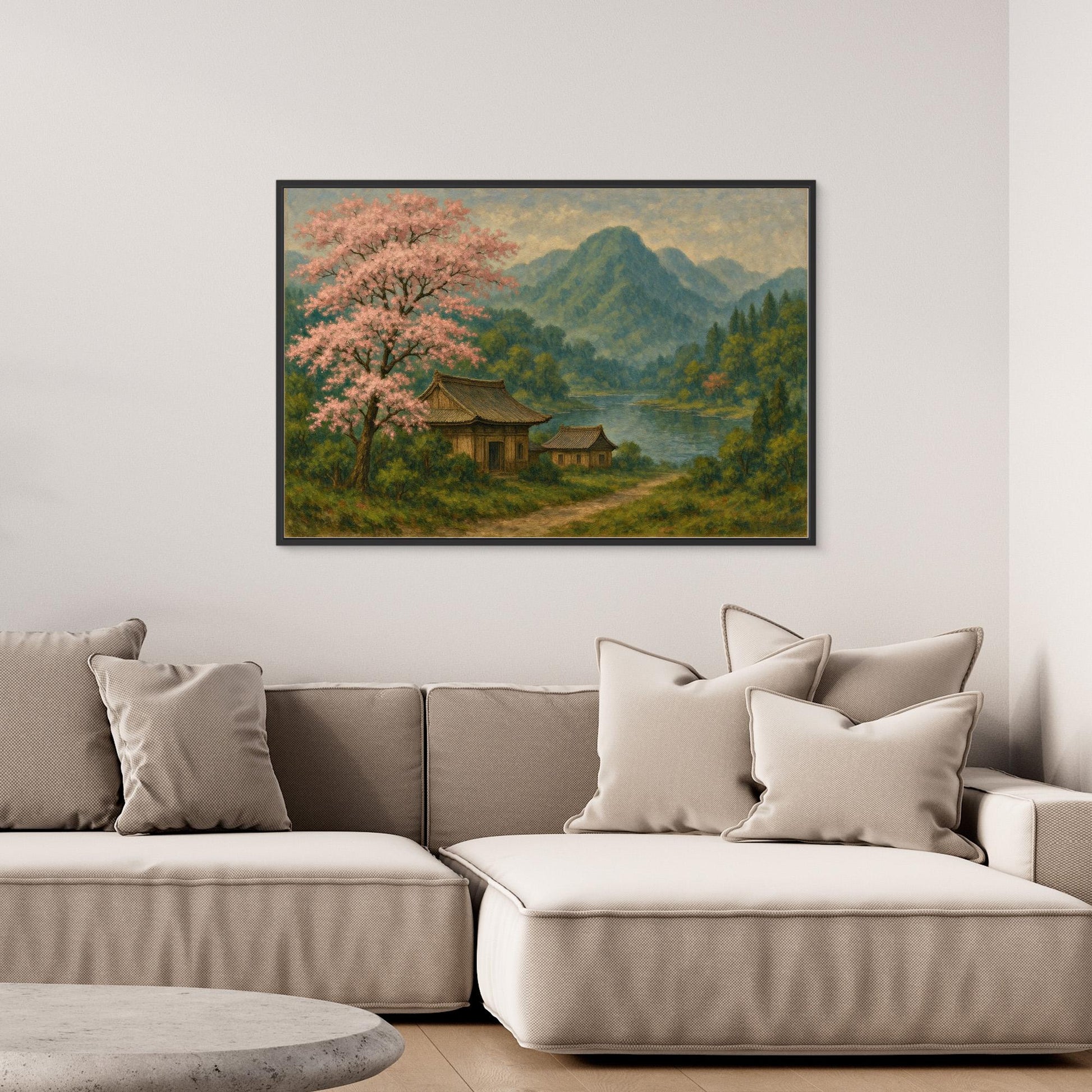 Cherry Blossom Tranquility – Japanese Nature Canvas Wall Art