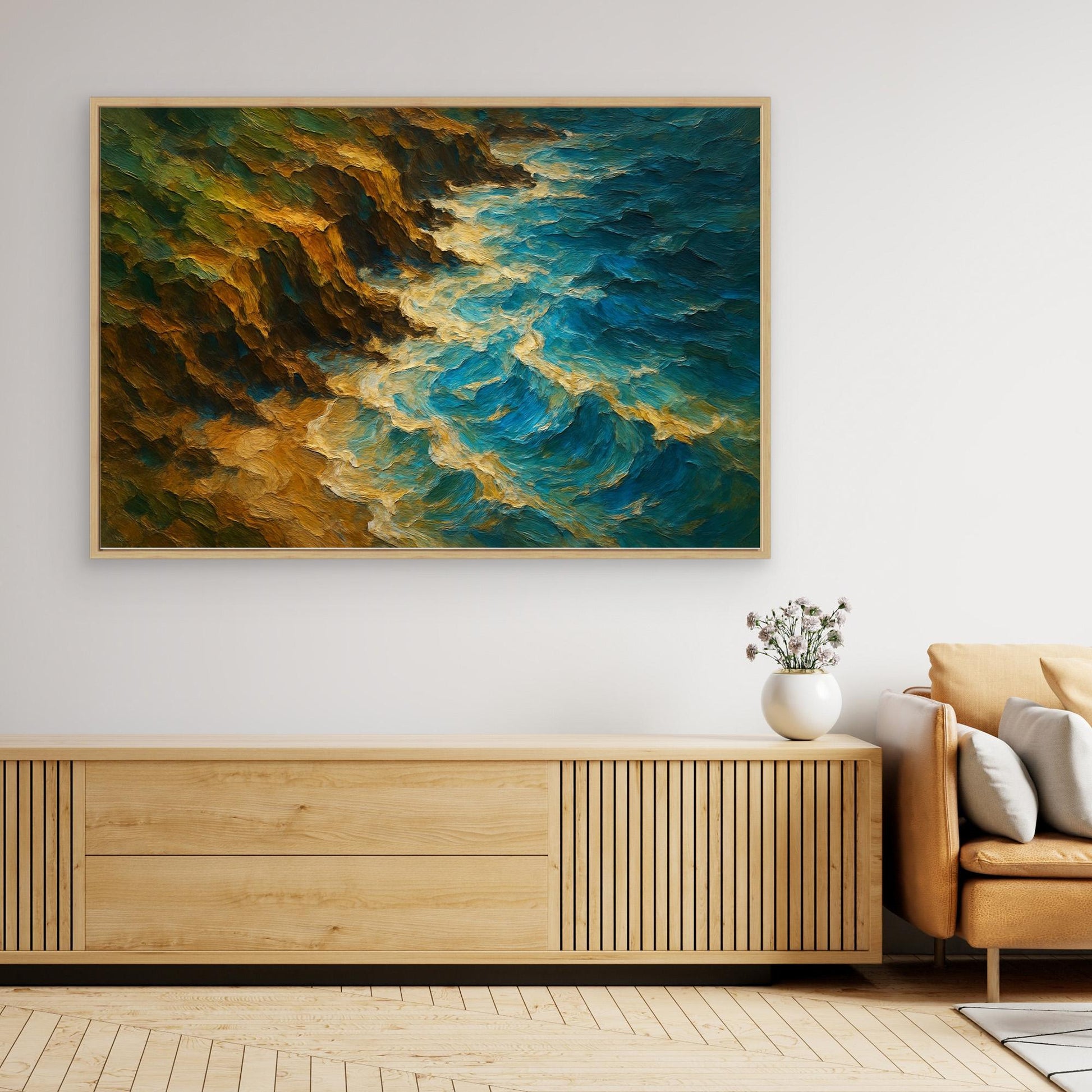 Ocean Cliff Canvas Wall Art – Abstract Coastal Print