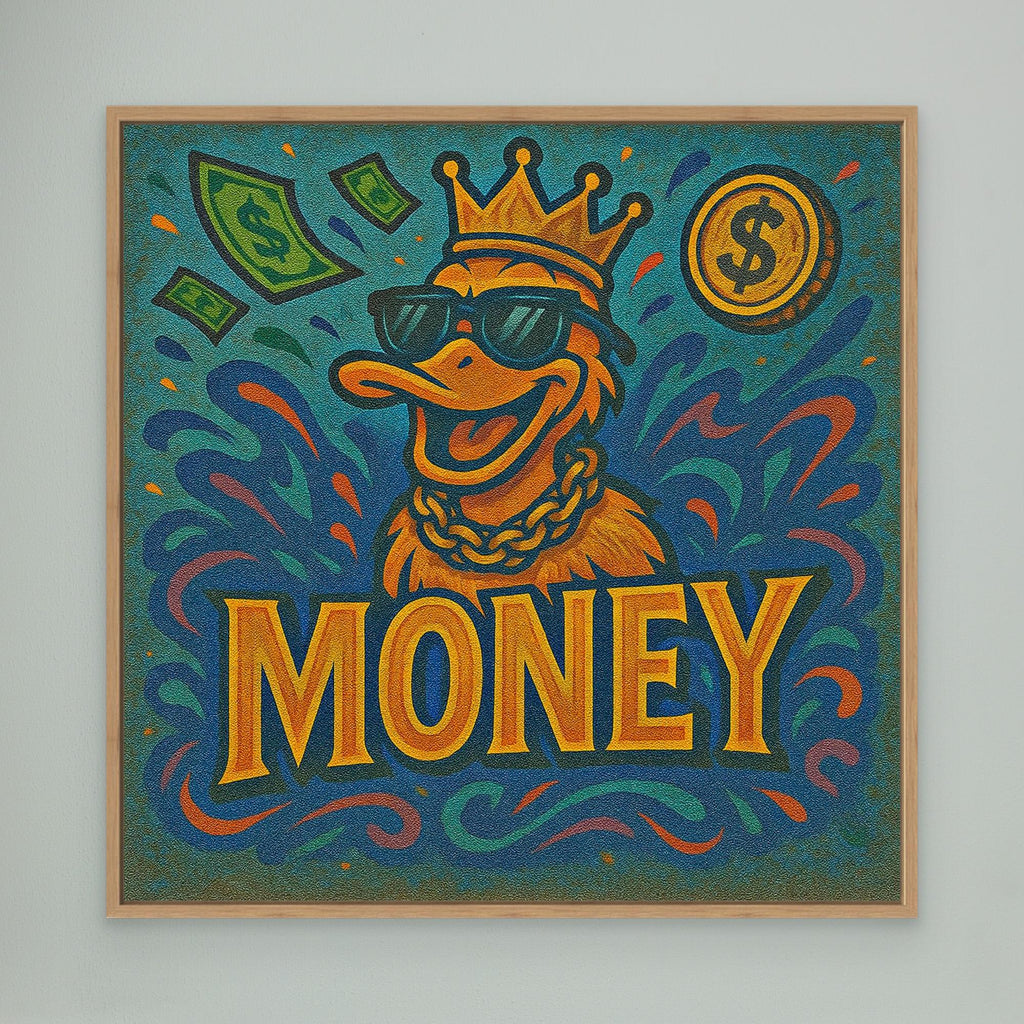 Rich Duck Vibes – Graffiti Style Money Art Print on Canvas | Hip-Hop Street Art Wall Decor