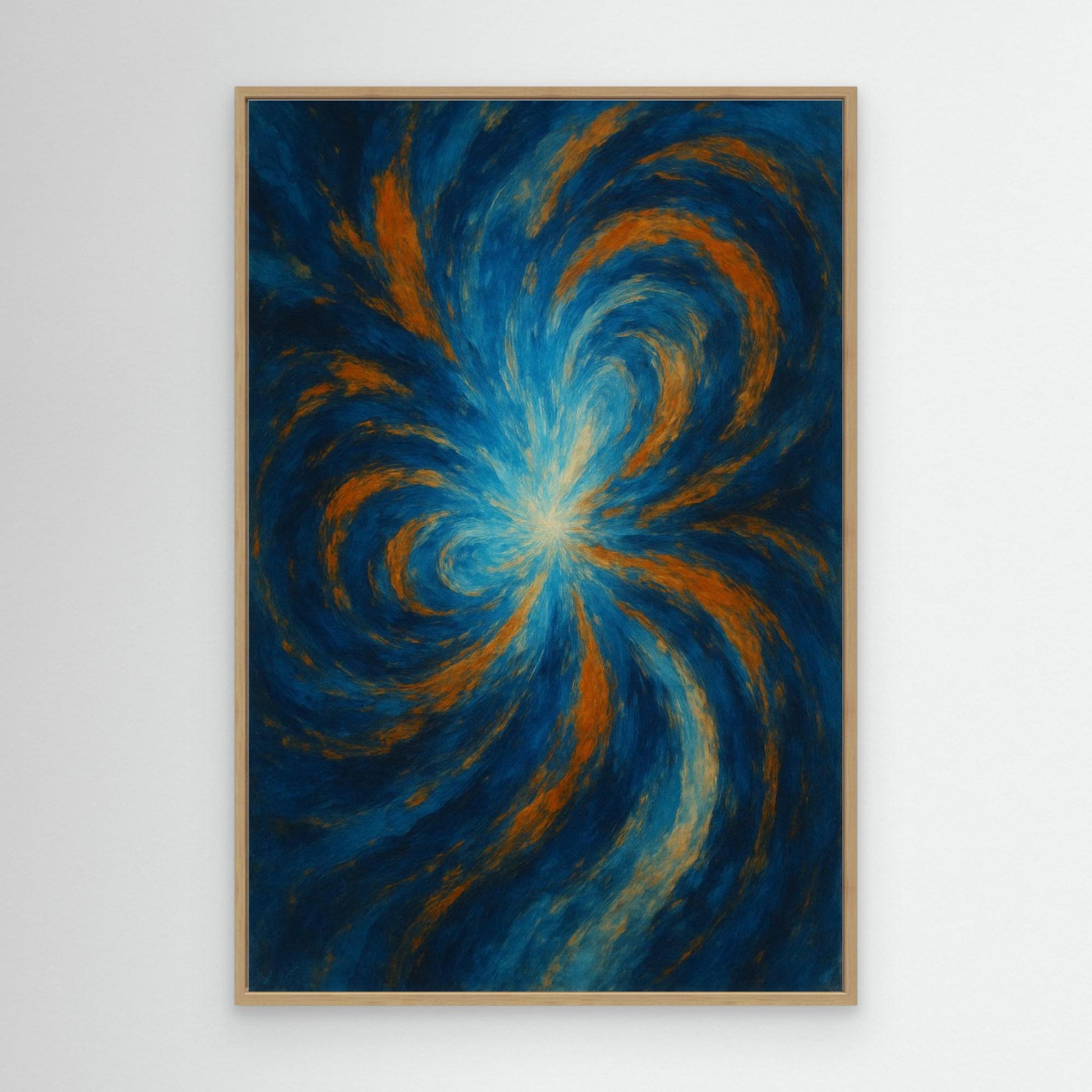 Blue and Orange Abstract Canvas Wall Art – Swirling Energy Print
