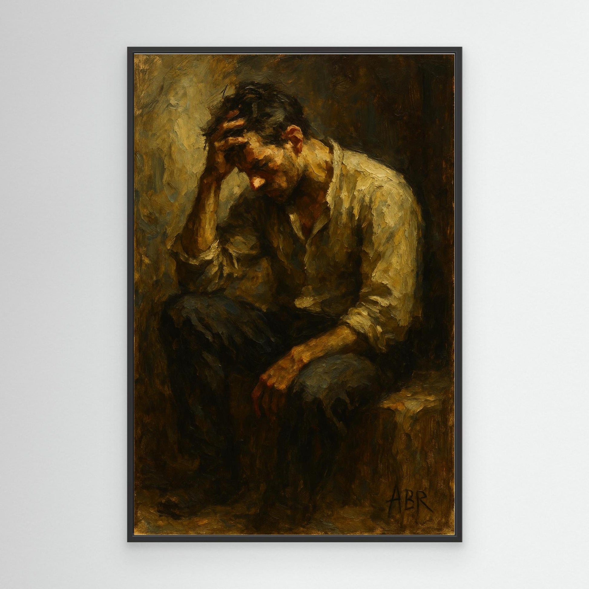 Contemplative Man Figurative Canvas Wall Art