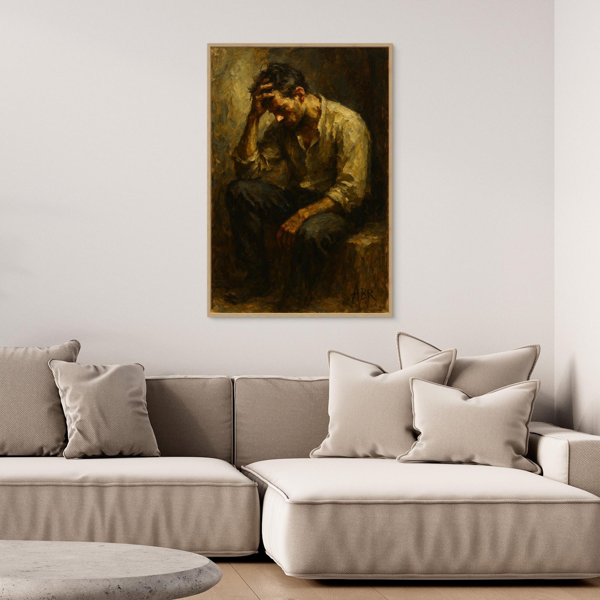 Contemplative Man Figurative Canvas Wall Art