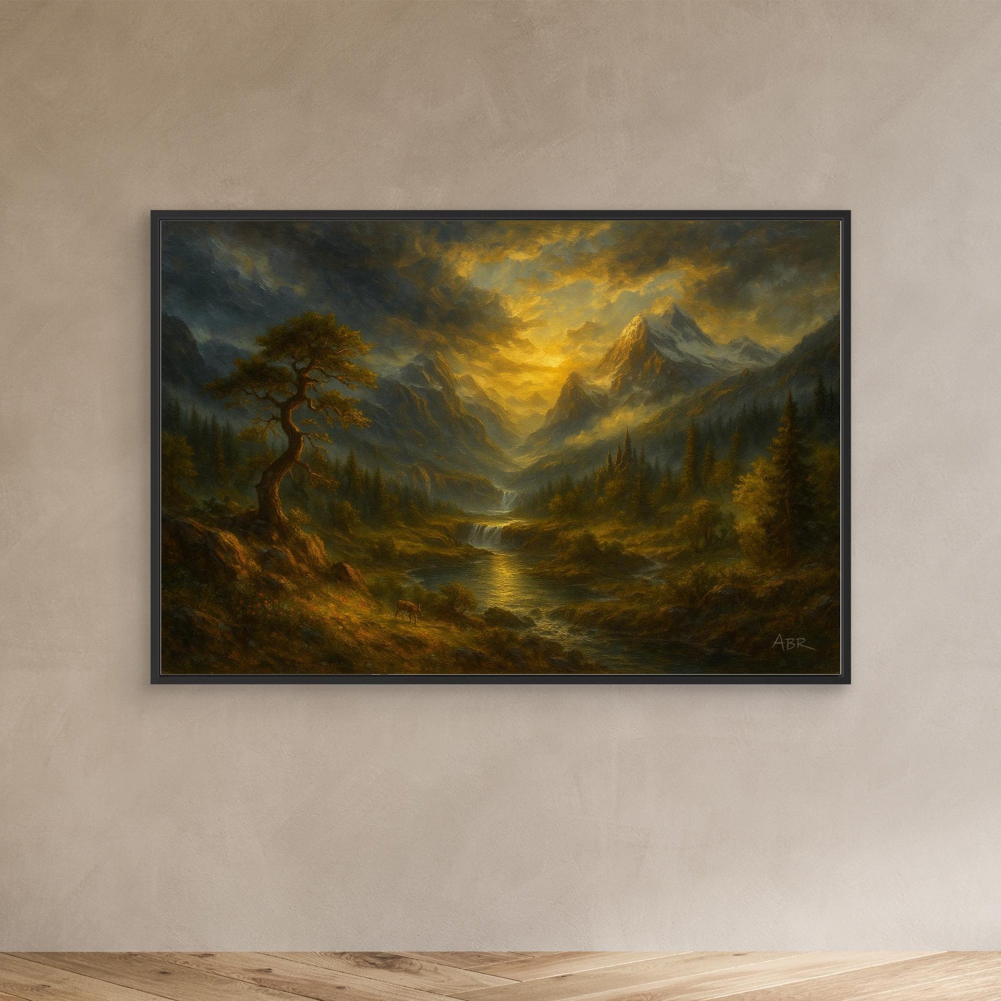 Golden Mountain Sunset – Landscape Canvas Wall Art