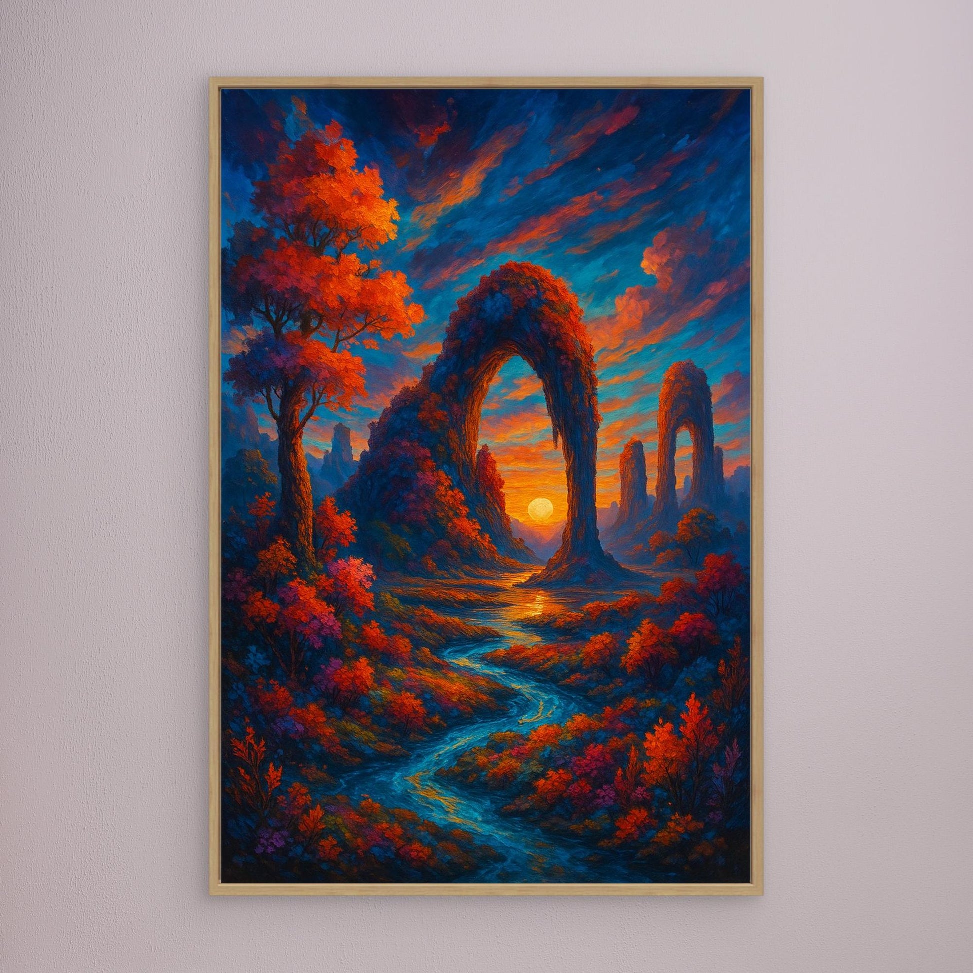 Fantasy Sunset Landscape Canvas Wall Art – Colorful Nature Print