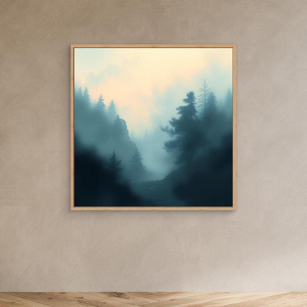 Misty Forest Silence – Minimalist Nature Canvas Wall Art for Calm Interiors