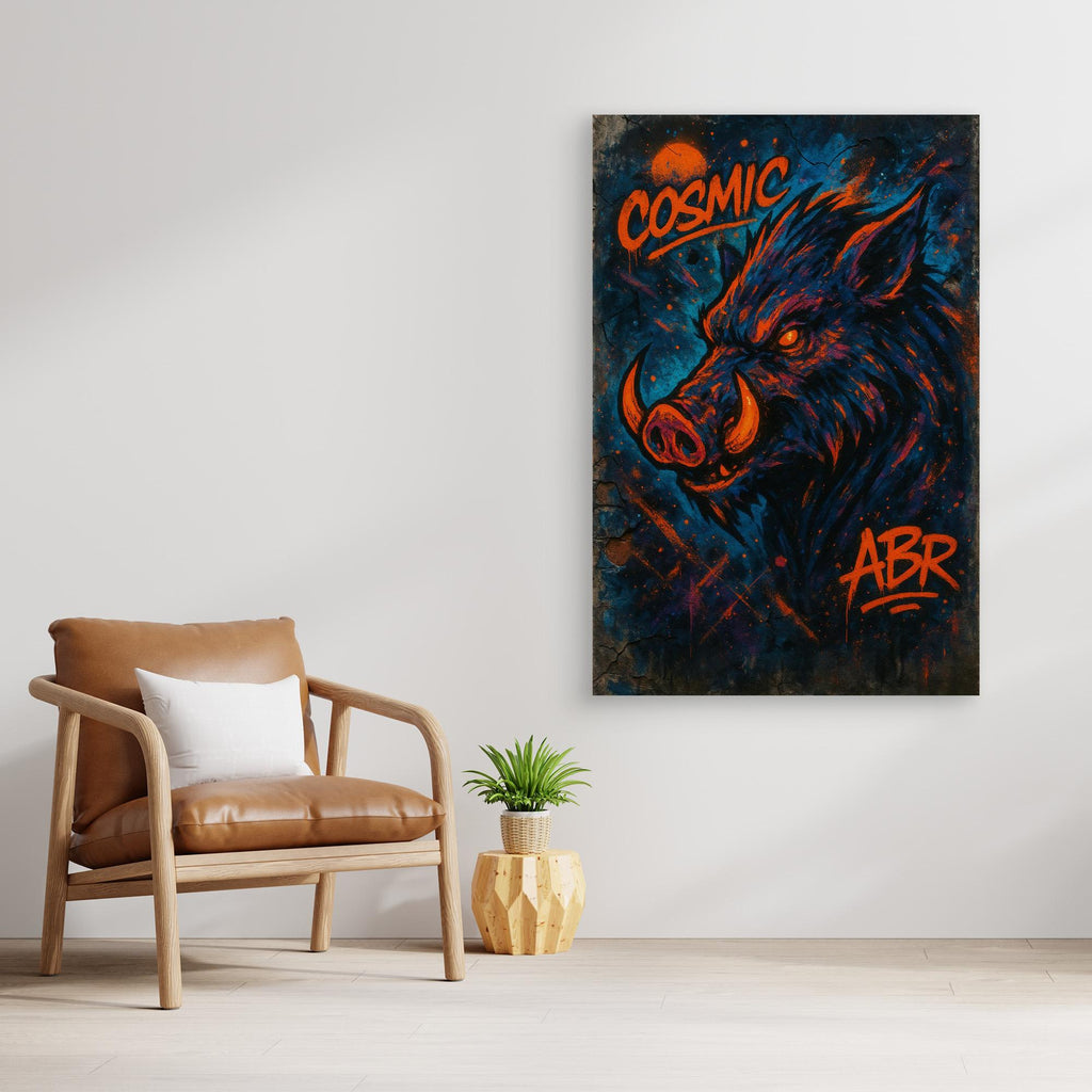 Cosmic Boar Graffiti Canvas Wall Art