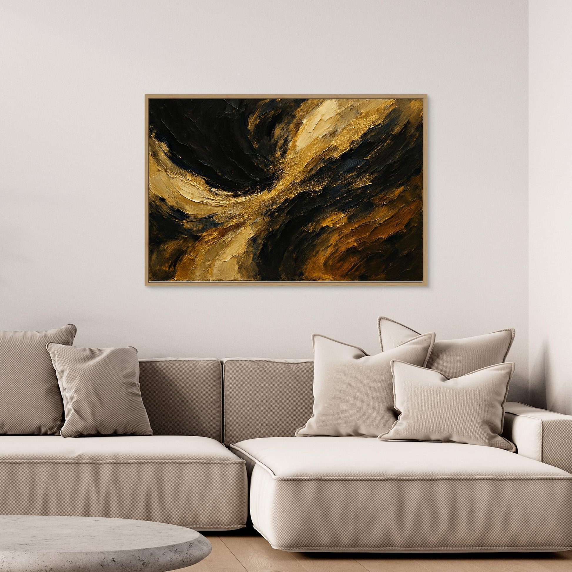 Gold and Black Abstract Canvas Wall Art