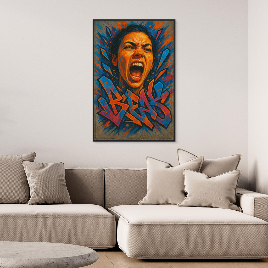 Graffiti Scream Portrait Canvas Wall Art – Bold Urban Style