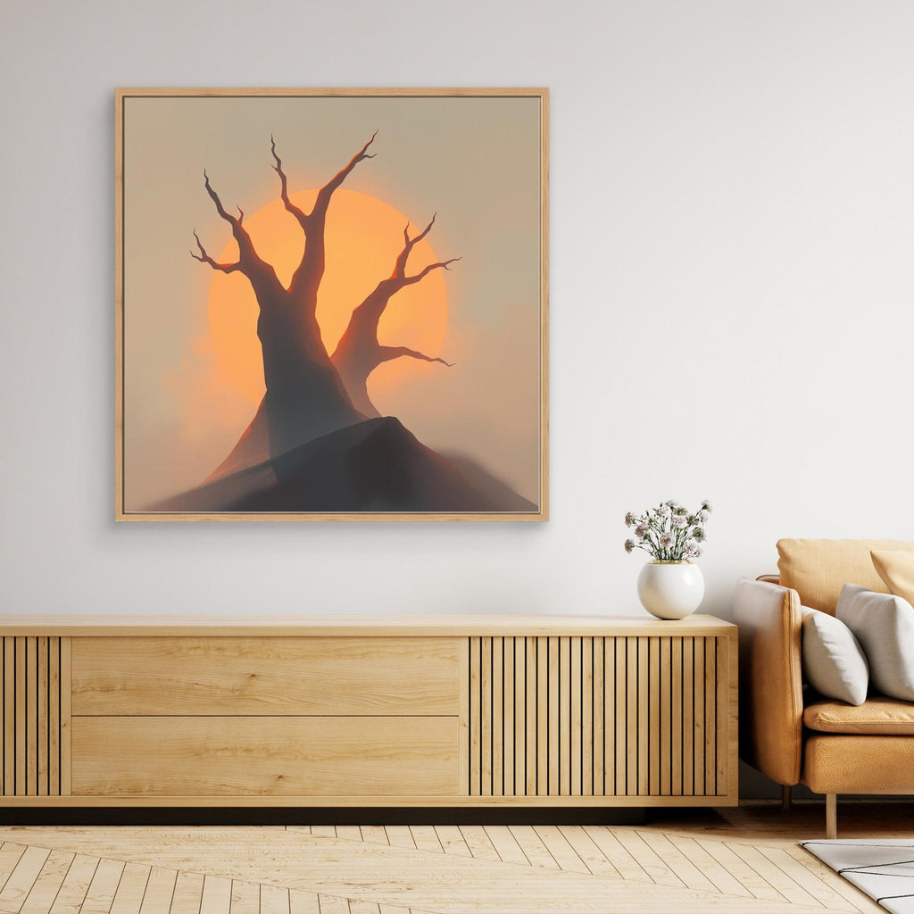 Sunset Silhouettes – Minimalist Tree Landscape Canvas Wall Art | Abstract Nature Print