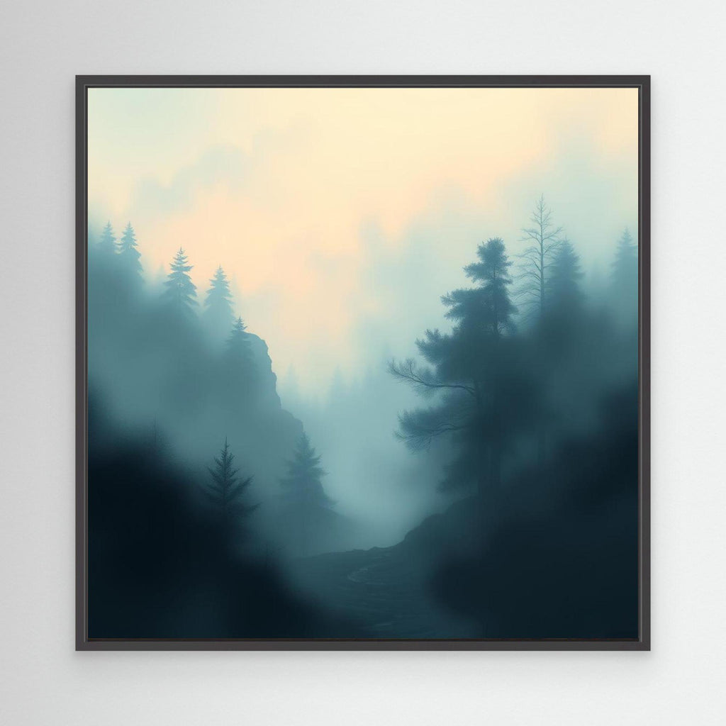 Misty Forest Silence – Minimalist Nature Canvas Wall Art for Calm Interiors