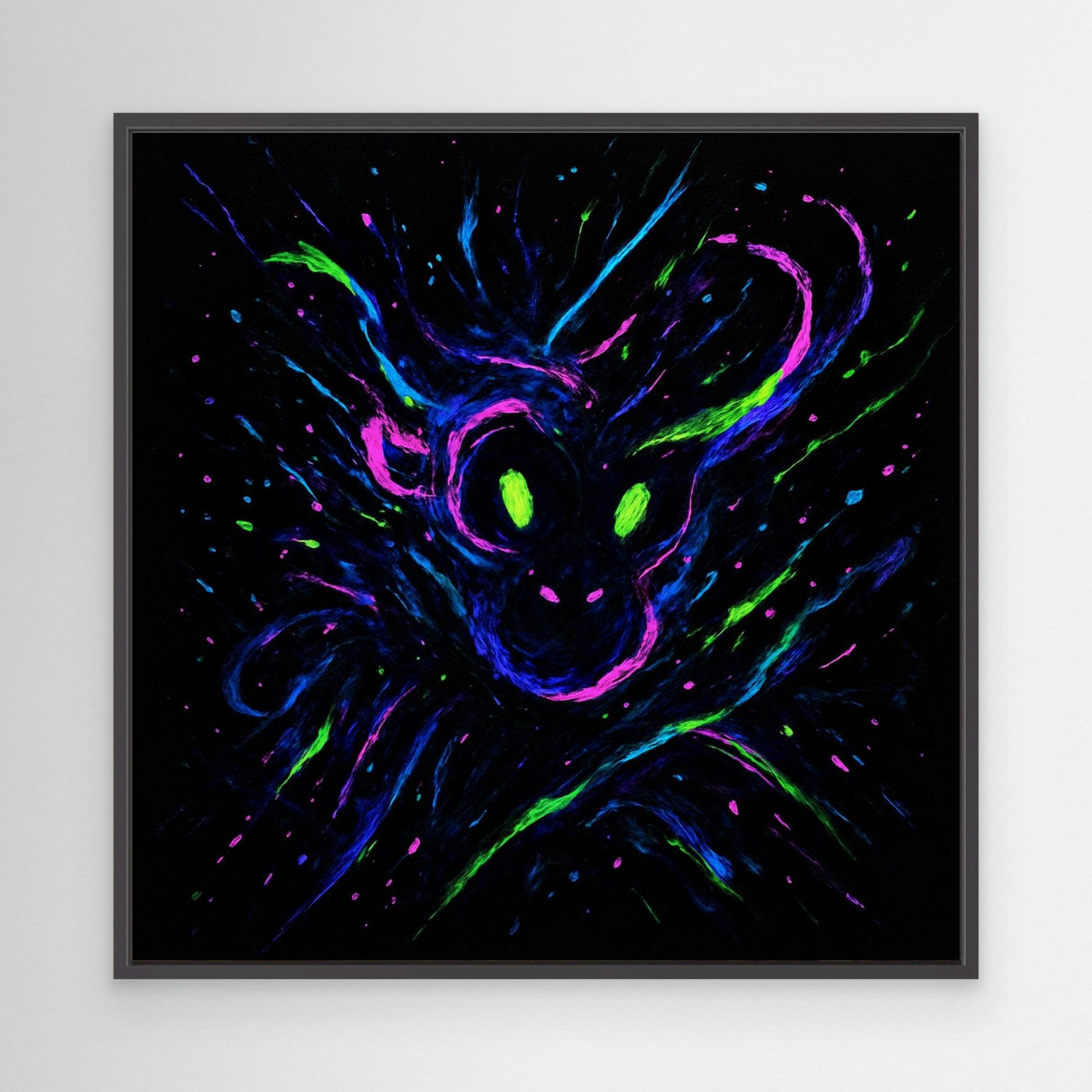 Neon Ape Spirit – Abstract Galactic Glow Canvas Wall Art | UV Reactive Alien Monkey Art Print