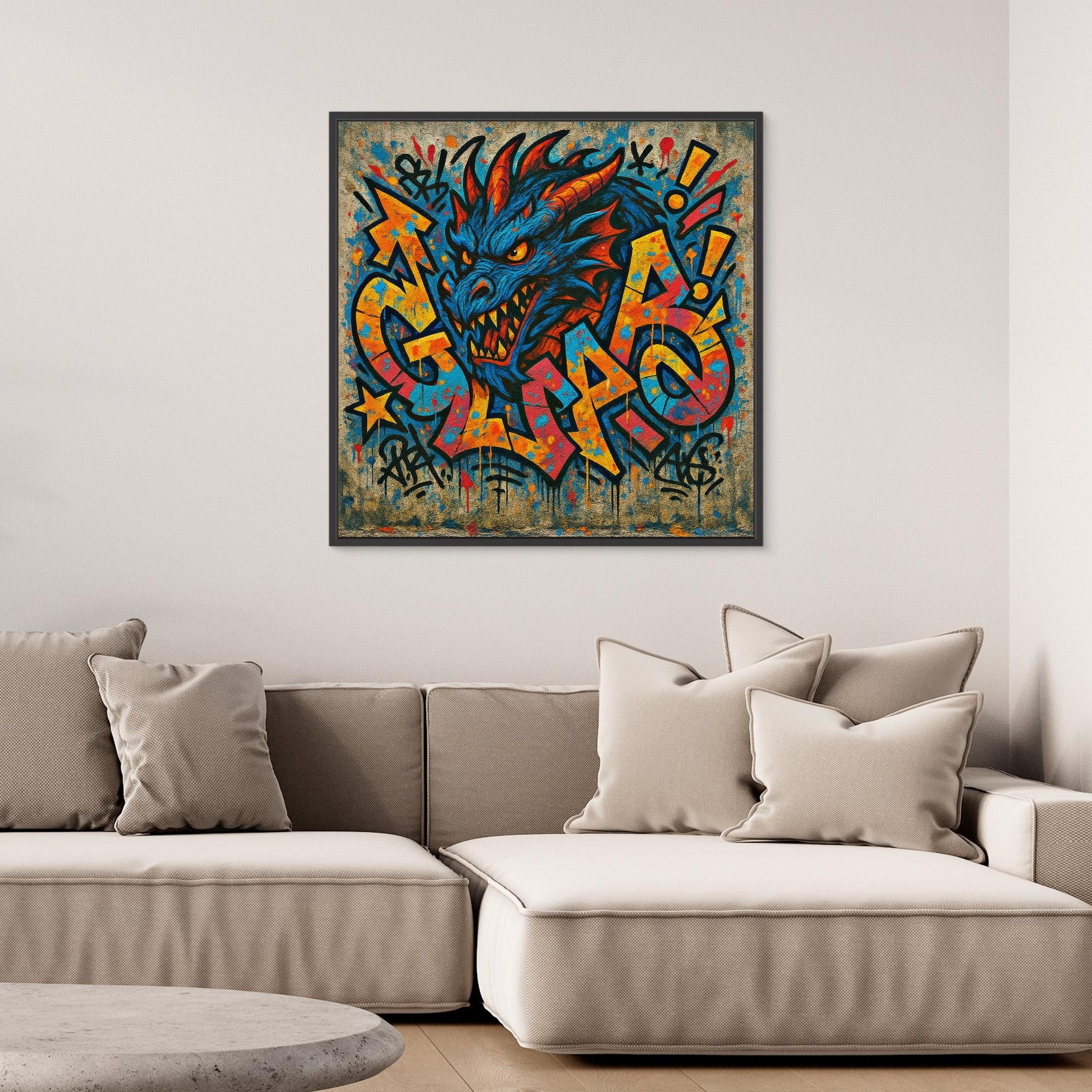 Urban Dragon Graffiti Canvas – Bold Street Art Print for Modern Walls
