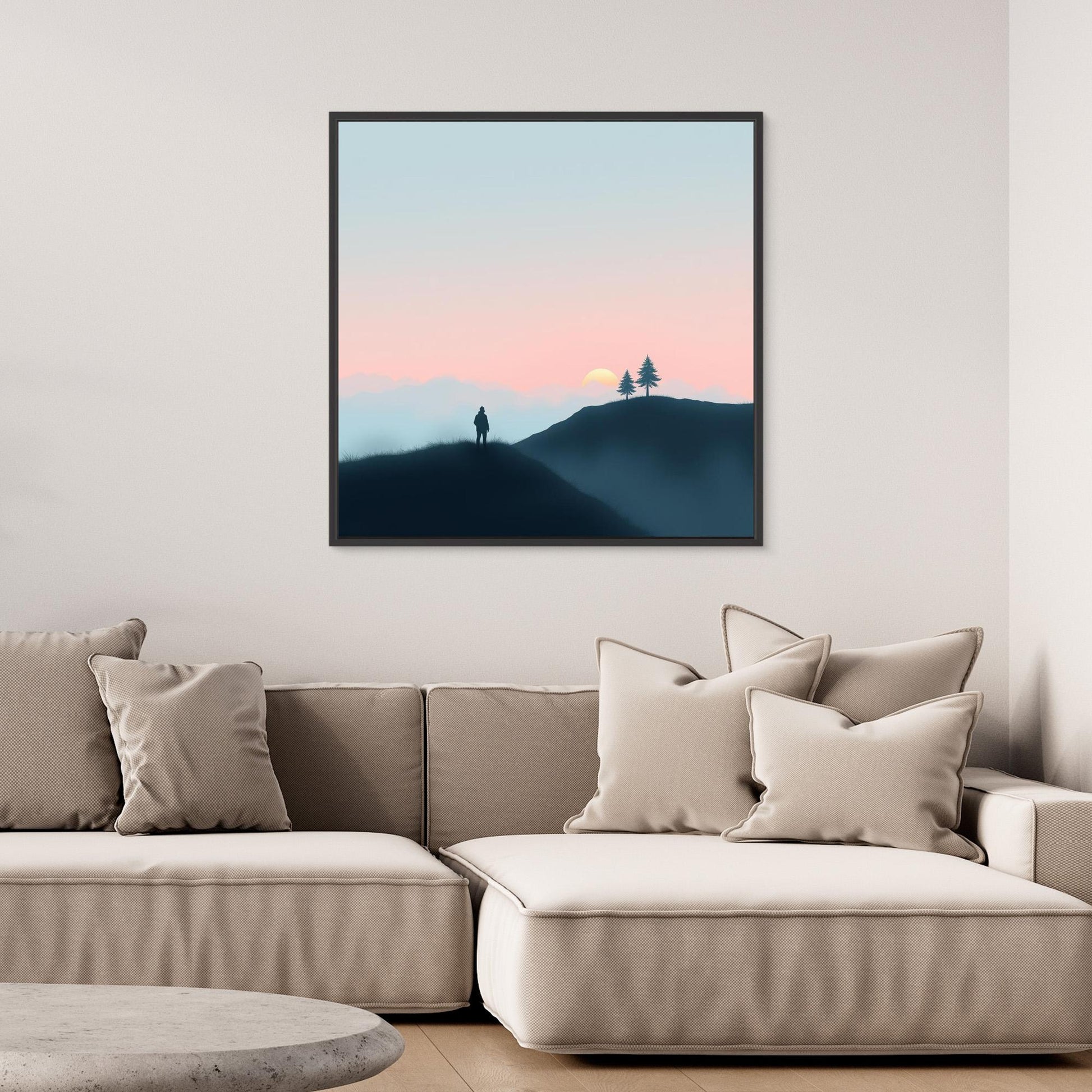 Solitude at Sunset – Minimalist Landscape Canvas Wall Art