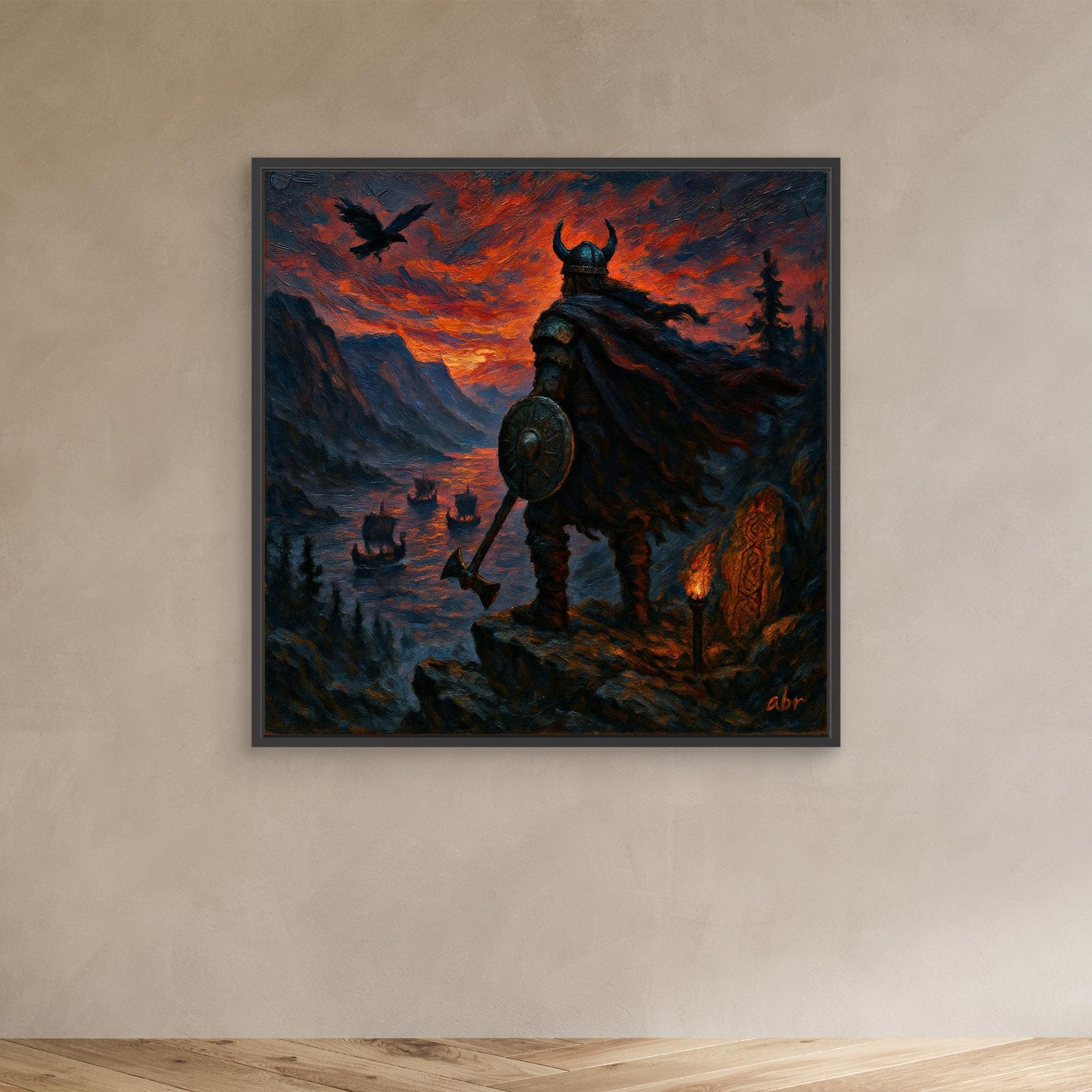 Viking Warrior at Sunset – Canvas Wall Art