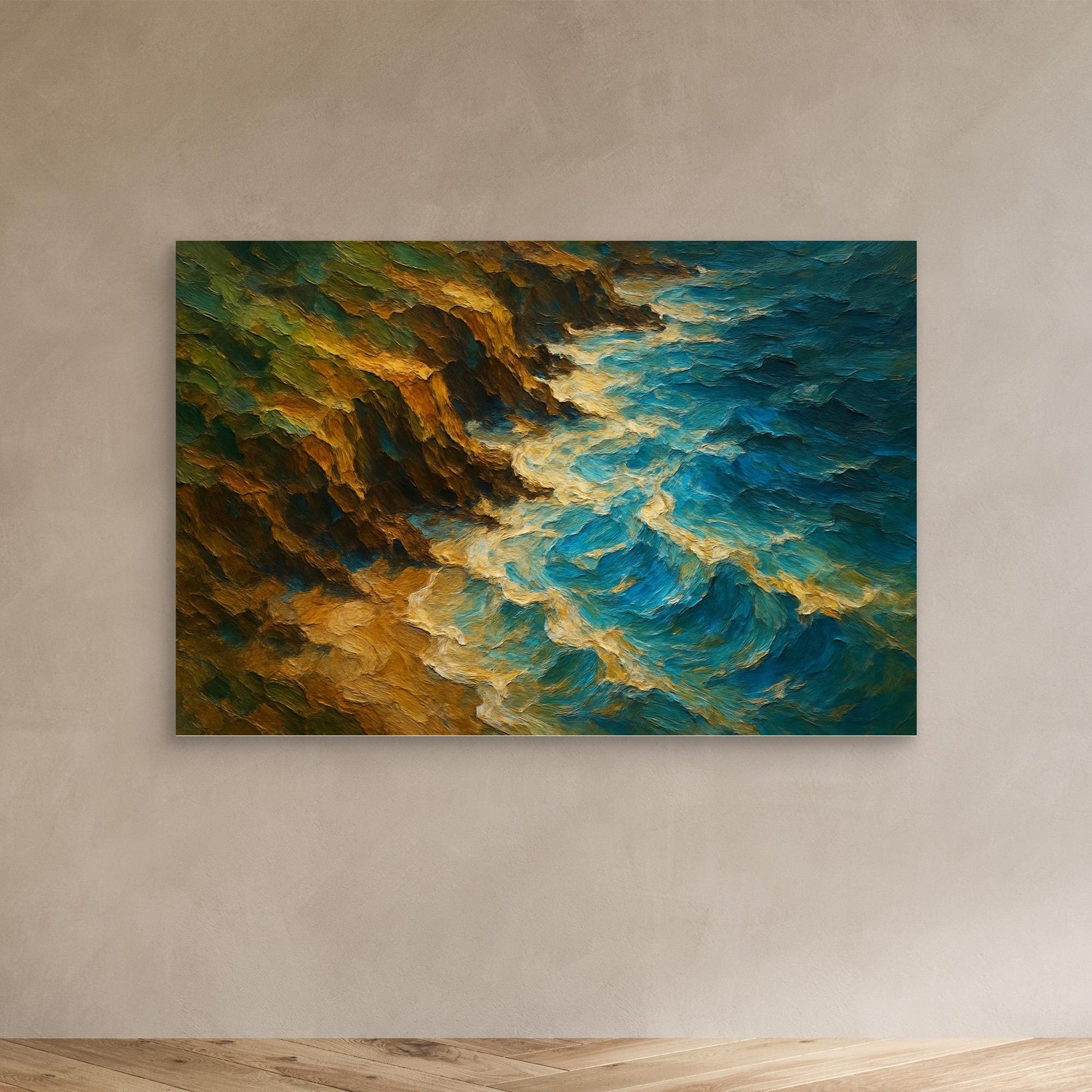 Ocean Cliff Canvas Wall Art – Abstract Coastal Print