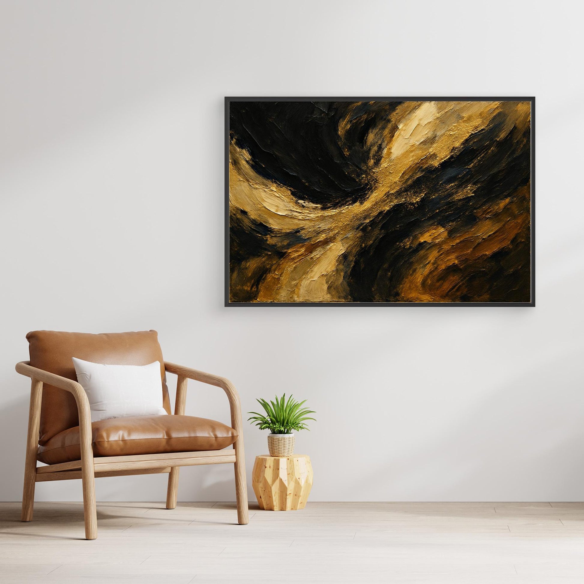 Gold and Black Abstract Canvas Wall Art